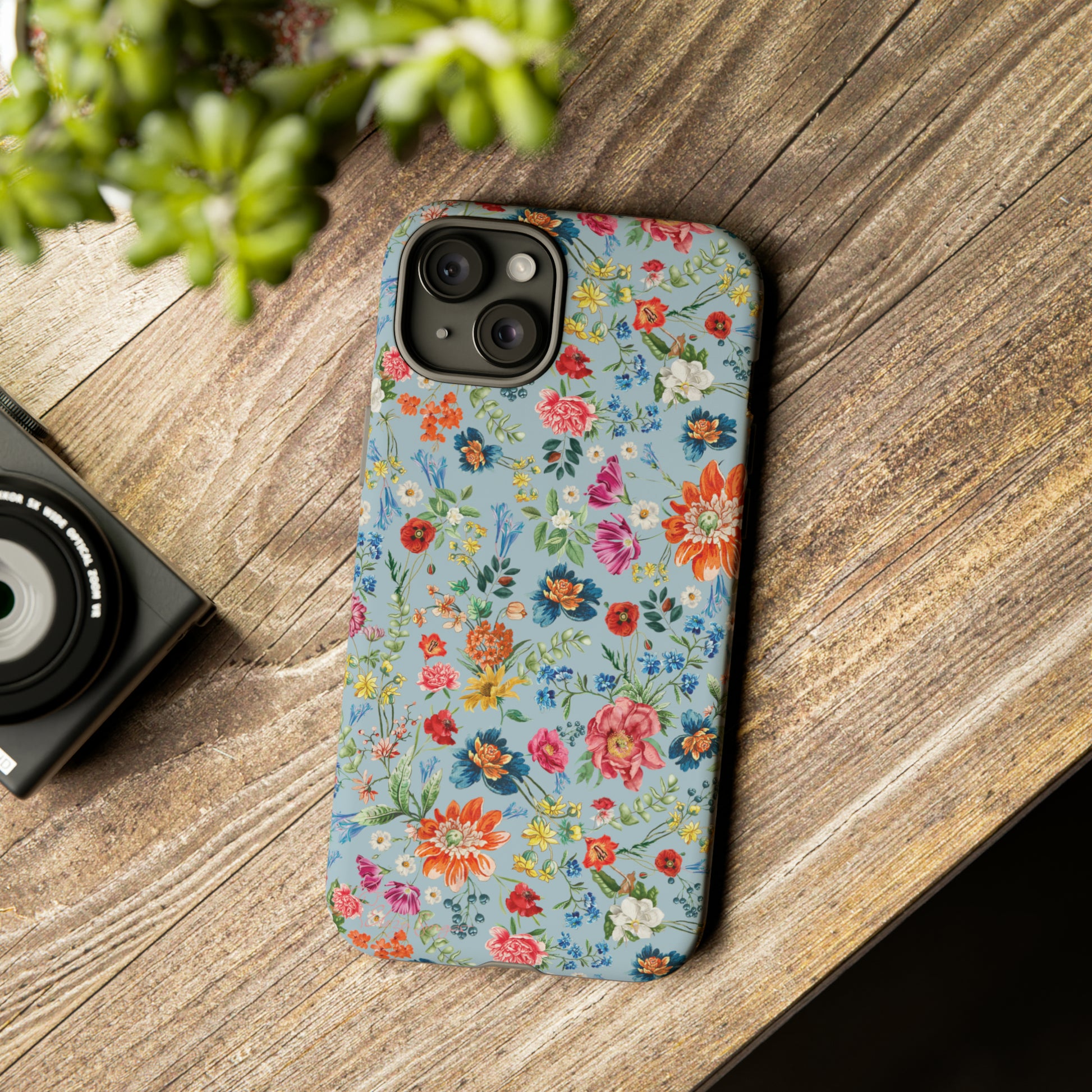 Blossom in Color: Wildflower Floral Colorful Design iPhone Tough Protective Cover. Vibrant flowers in Turquoise and Pink, compatible with iPhone 15, 14, 13, XS, XR Pro/Max/Mini/P/Plus. Embrace Nature's Palette with Style and Durability. #ElizaSinger #PhoneCase #FloralDesign