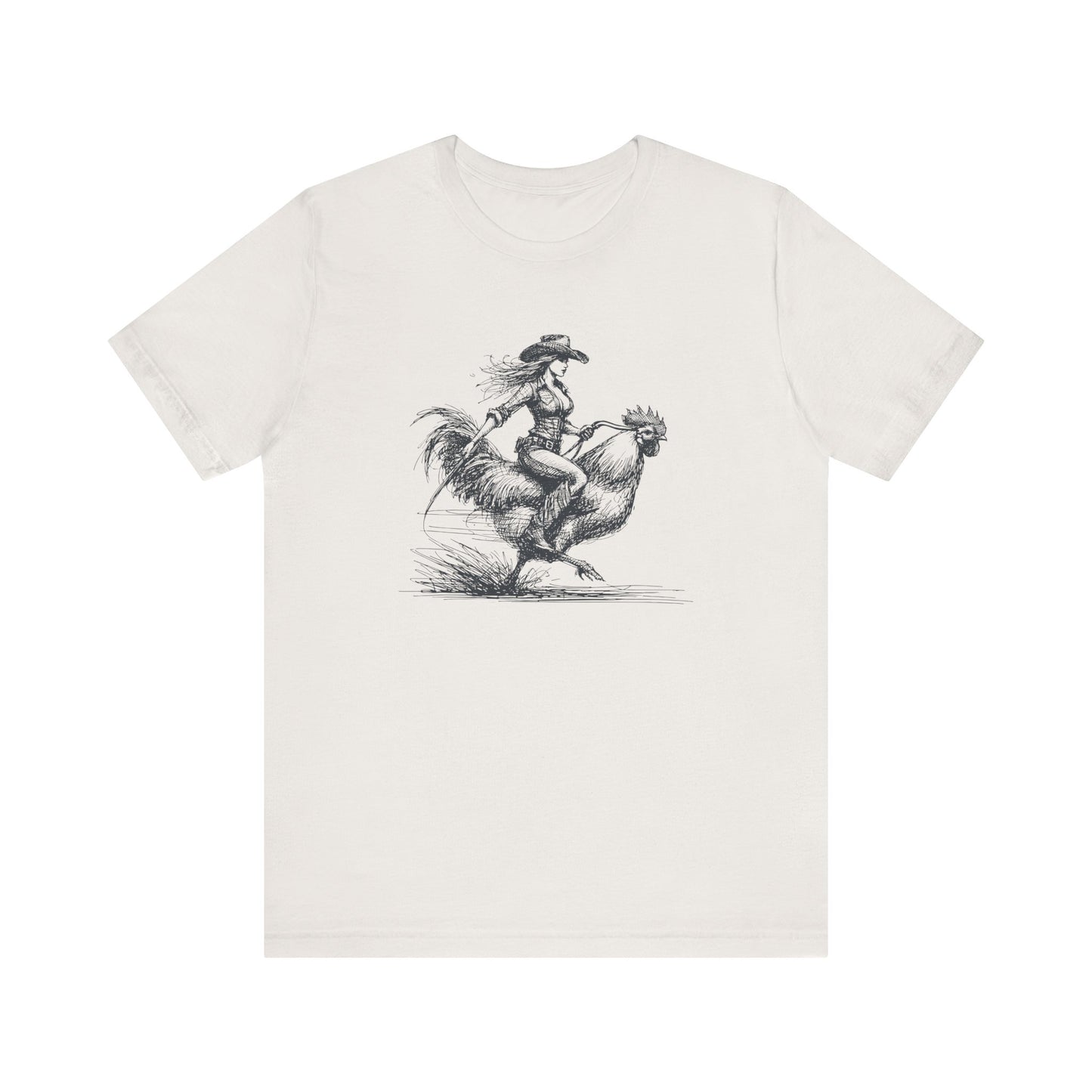 Scribble Style: Bella Canvas T-shirt with Cowgirl on Rooster