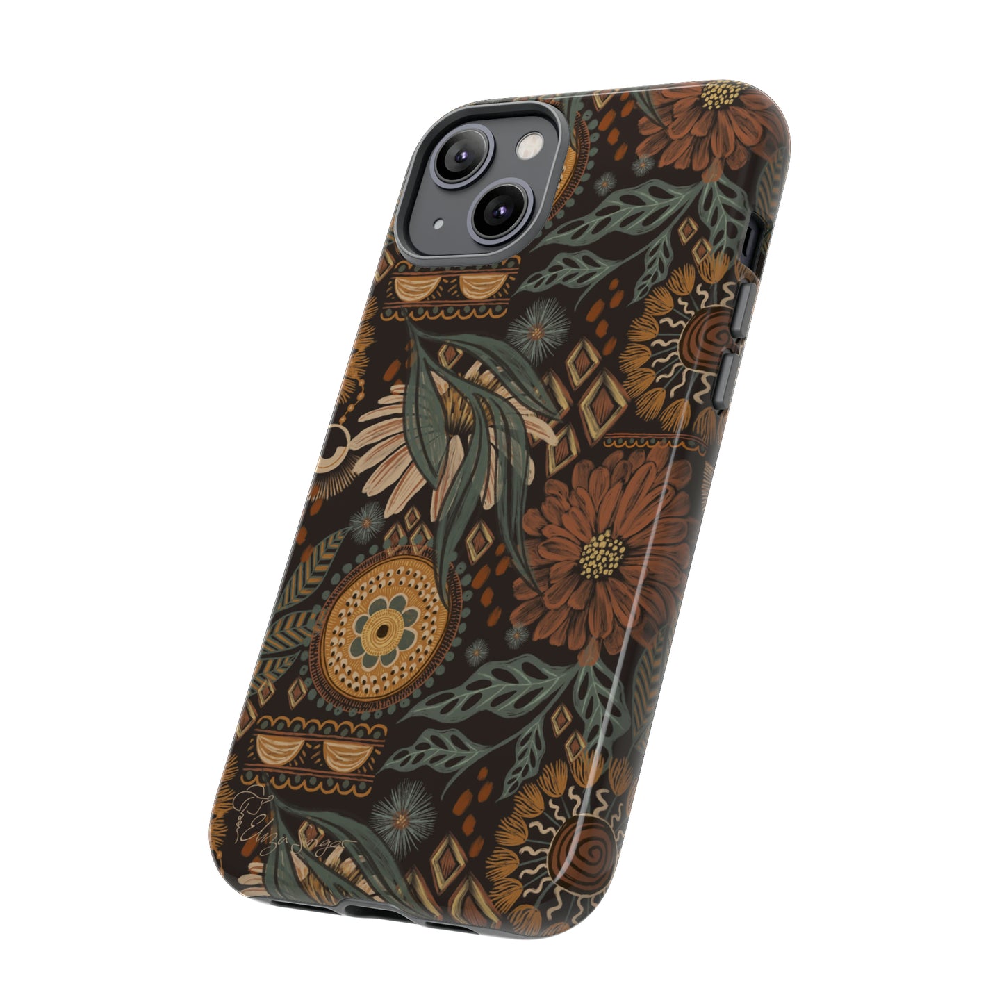 Rustic Boho Bloom: Blissfully Boho Rustic Daisy iPhone Tough Protective Cover. An artful fusion of Flowers, Boho, and floral daisies in a Western design. Compatible with iPhone 15, 14, 13, XS, XR Pro/Max/Mini/P/Plus. Embrace Bohemian Elegance with Durability and Style. #ElizaSinger #PhoneCase #BohoFloral