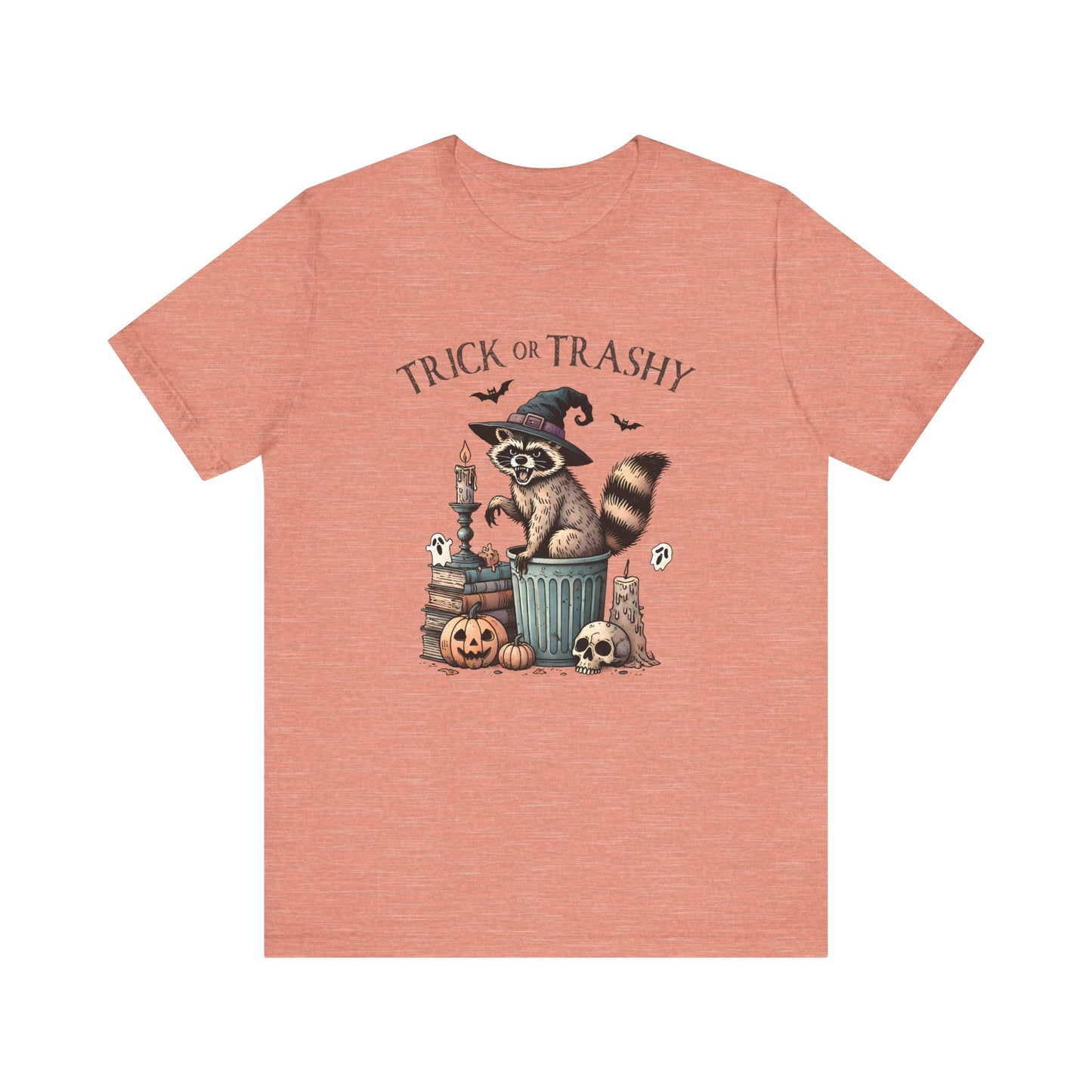 Trick or Trashy: Halloween Bella Canvas T-shirt with Raccoon