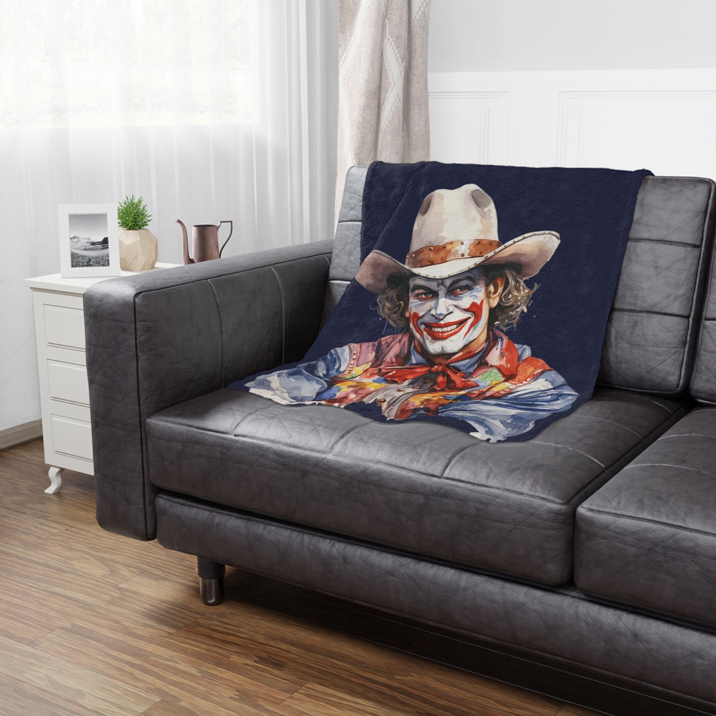 Dark Blue Rodeo Clown Minky Blanket