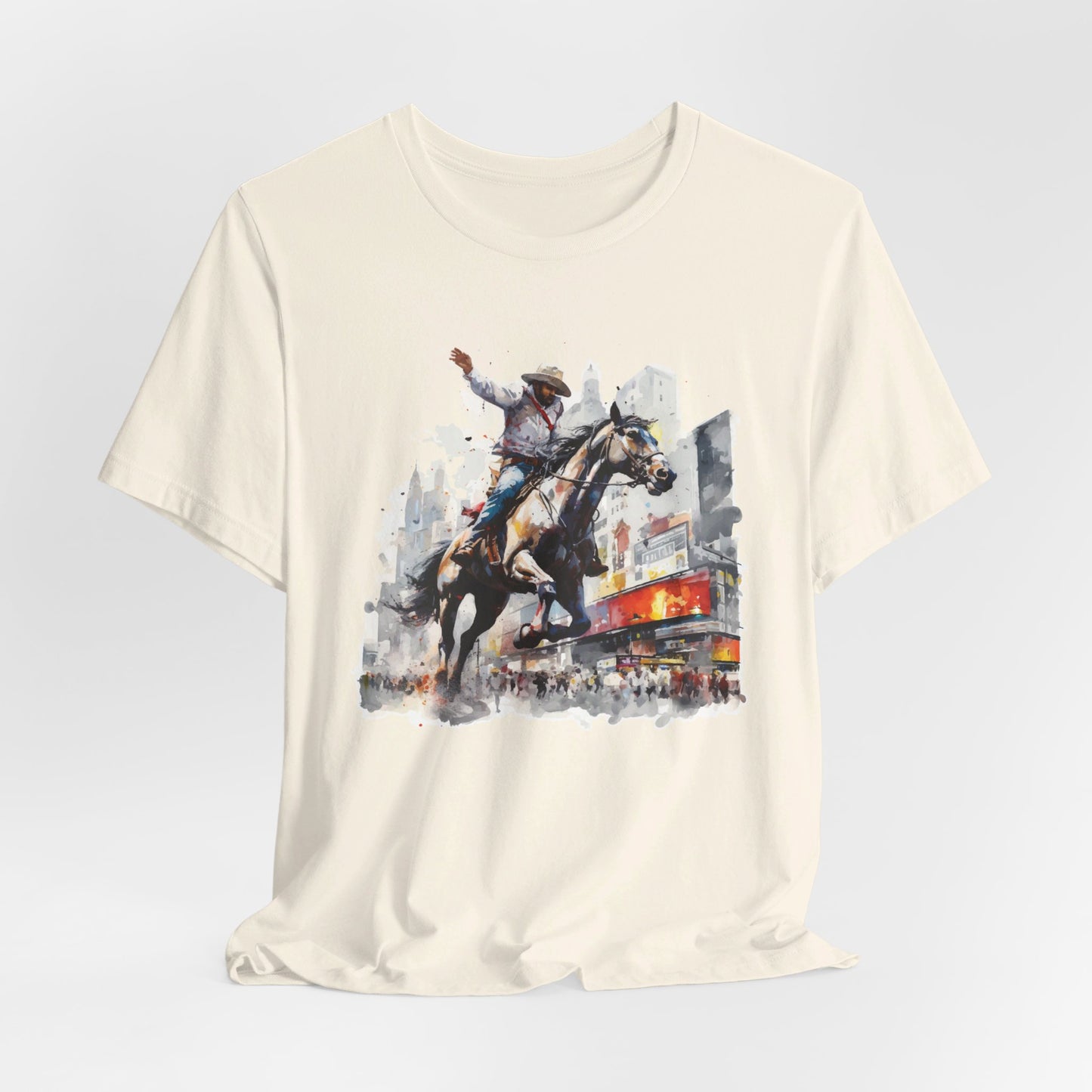 Urban Rodeo: Bella Canvas T-shirt with Cowboy in Times Square
