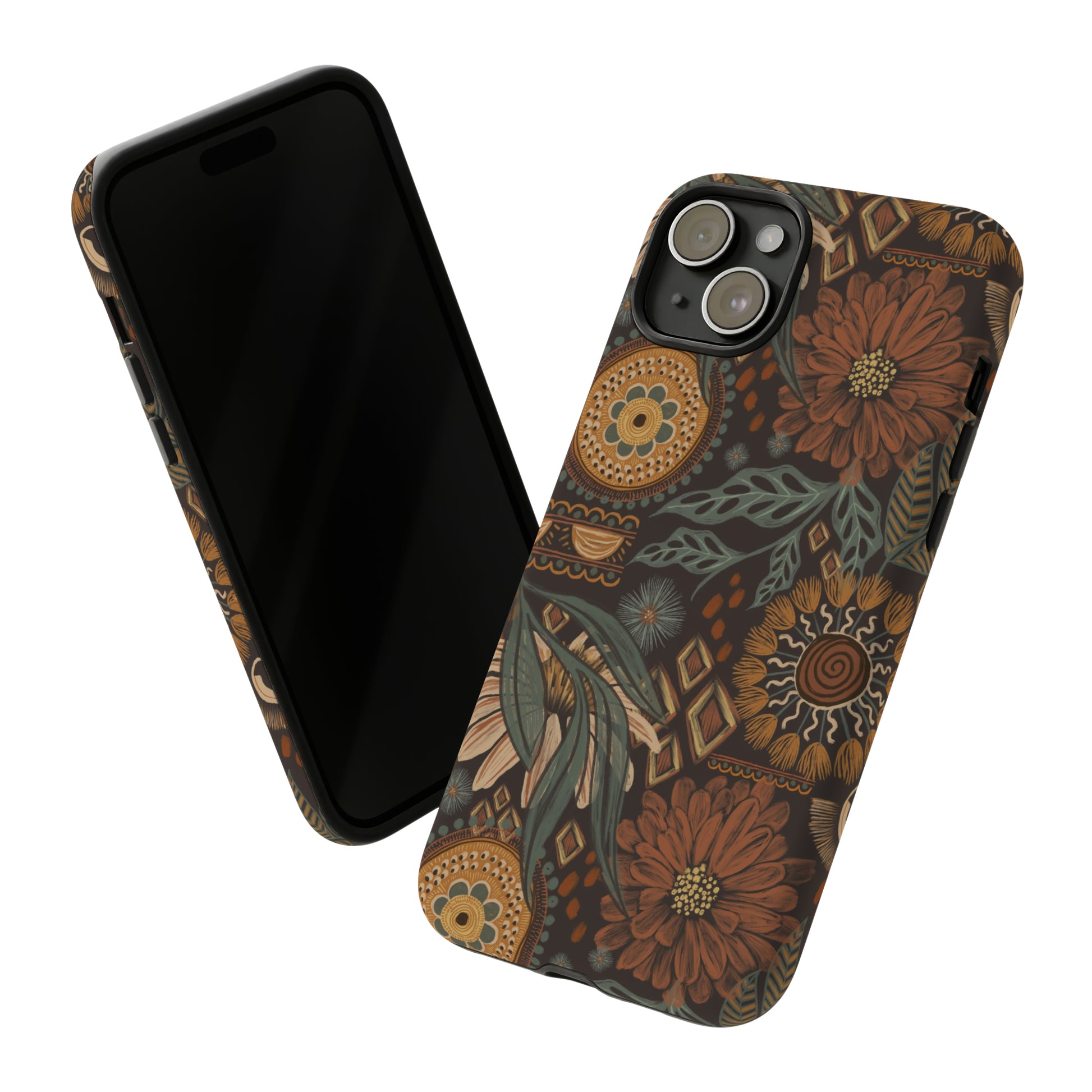 Rustic Boho Bloom: Blissfully Boho Rustic Daisy iPhone Tough Protective Cover. An artful fusion of Flowers, Boho, and floral daisies in a Western design. Compatible with iPhone 15, 14, 13, XS, XR Pro/Max/Mini/P/Plus. Embrace Bohemian Elegance with Durability and Style. #ElizaSinger #PhoneCase #BohoFloral
