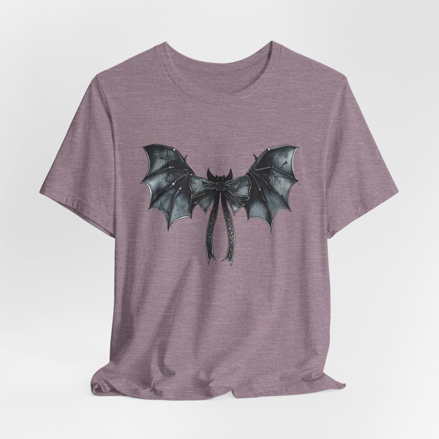 Subtle Spooks: Halloween Bella Canvas T-shirt with Minimalistic Bat Wing Design