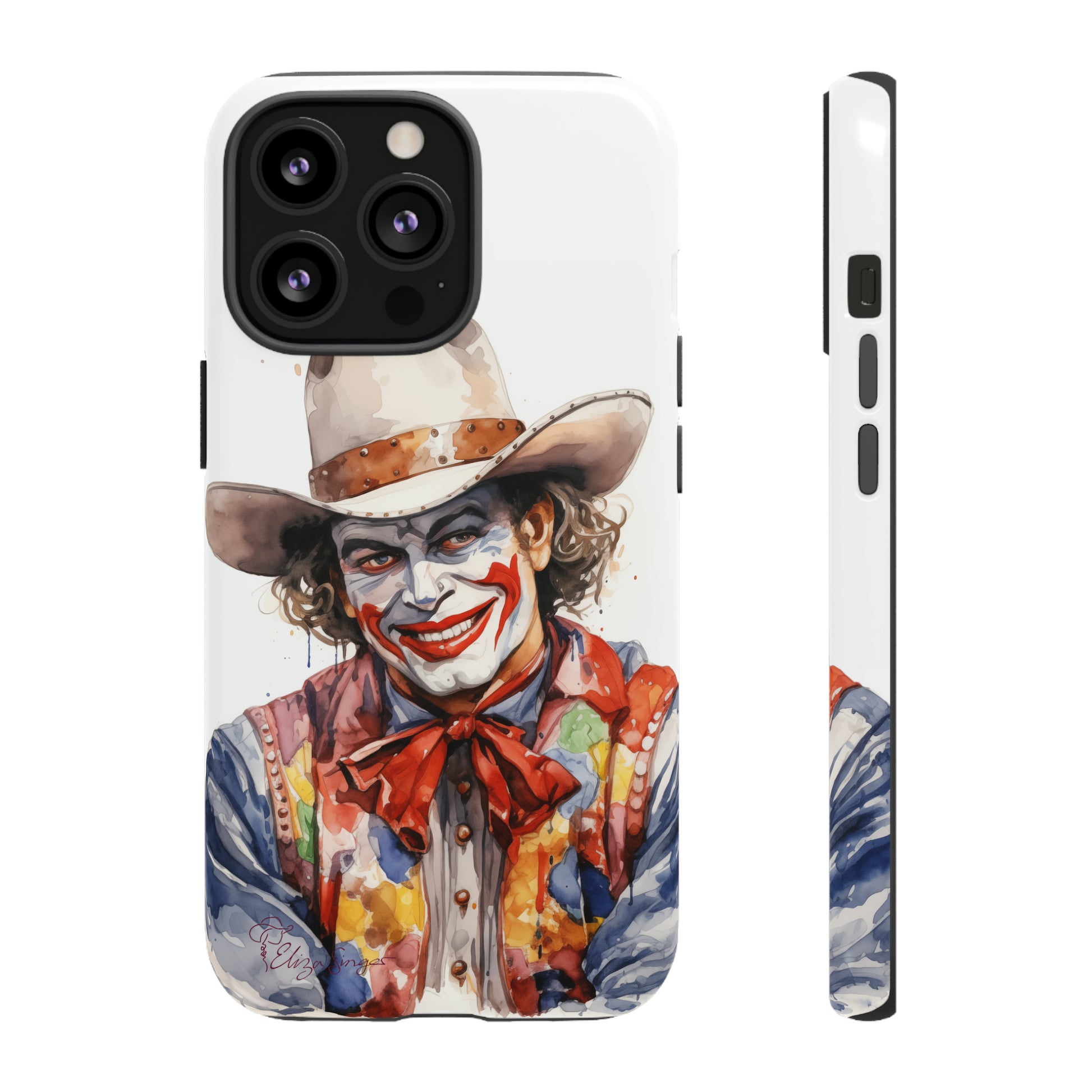 Unveiling our Tough Western Cell Phone Case: Watercolor Rodeo Clown Edition! Immerse yourself in the world of rodeo with this charming watercolor depiction of a rodeo clown on a white background. A perfect blend of style and durability.