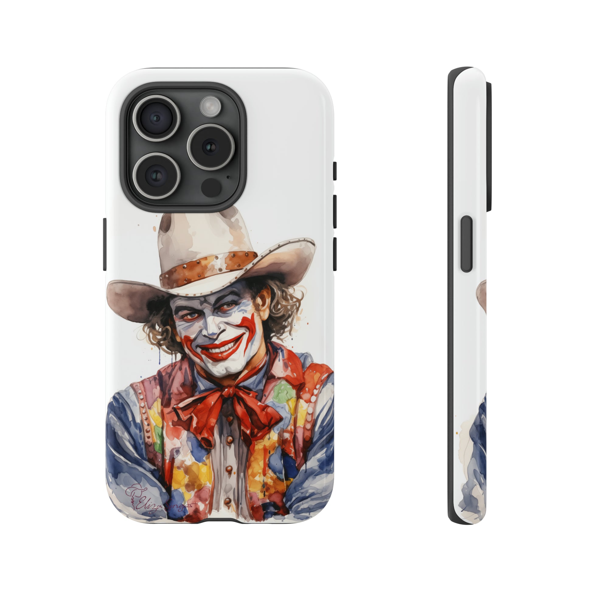 Unveiling our Tough Western Cell Phone Case: Watercolor Rodeo Clown Edition! Immerse yourself in the world of rodeo with this charming watercolor depiction of a rodeo clown on a white background. A perfect blend of style and durability.
