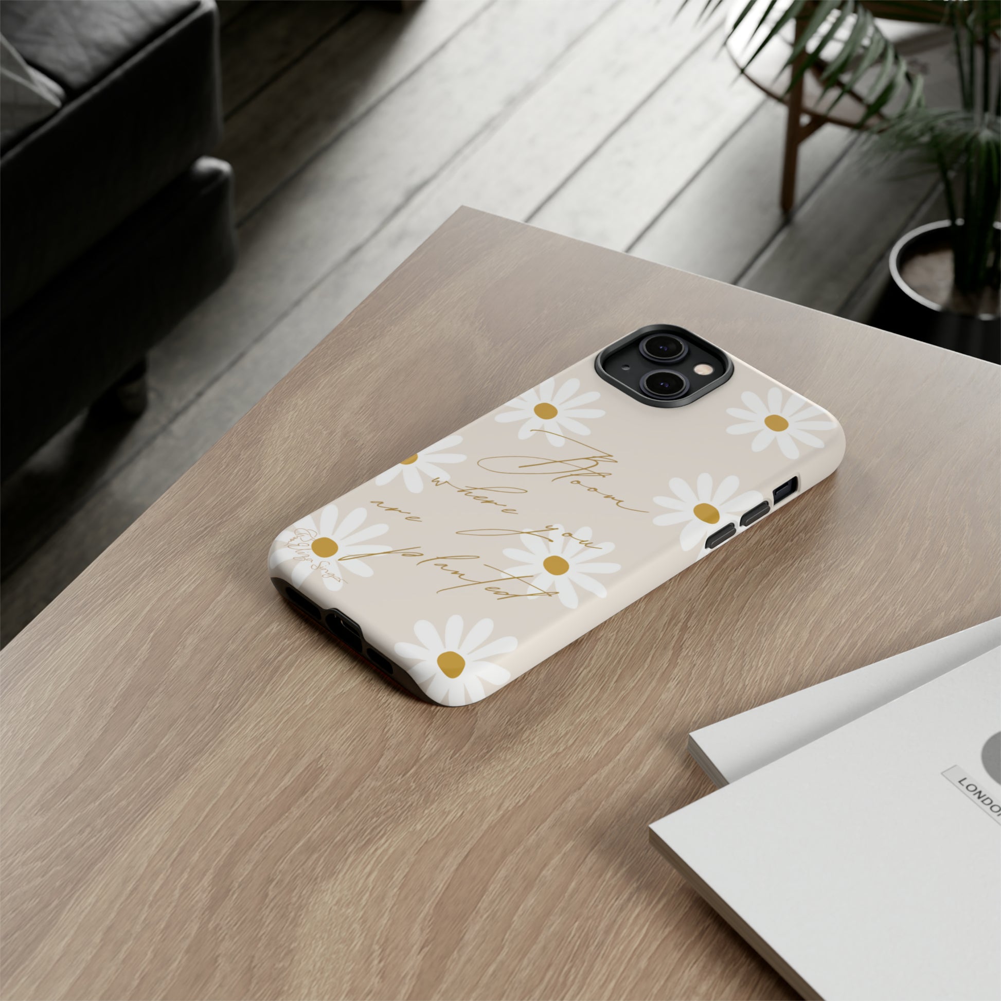 Sunny Boho Blooms: Boho Flower Daisy iPhone Tough Protective Case. A lively fusion of Flowers, Boho, and floral daisies design. Compatible with iPhone 15, 14, 13, XS, XR Pro/Max/Mini/P/Plus. Elevate Your Device with Bohemian Charm and Durability. #ElizaSinger #PhoneCase #FloralDesign