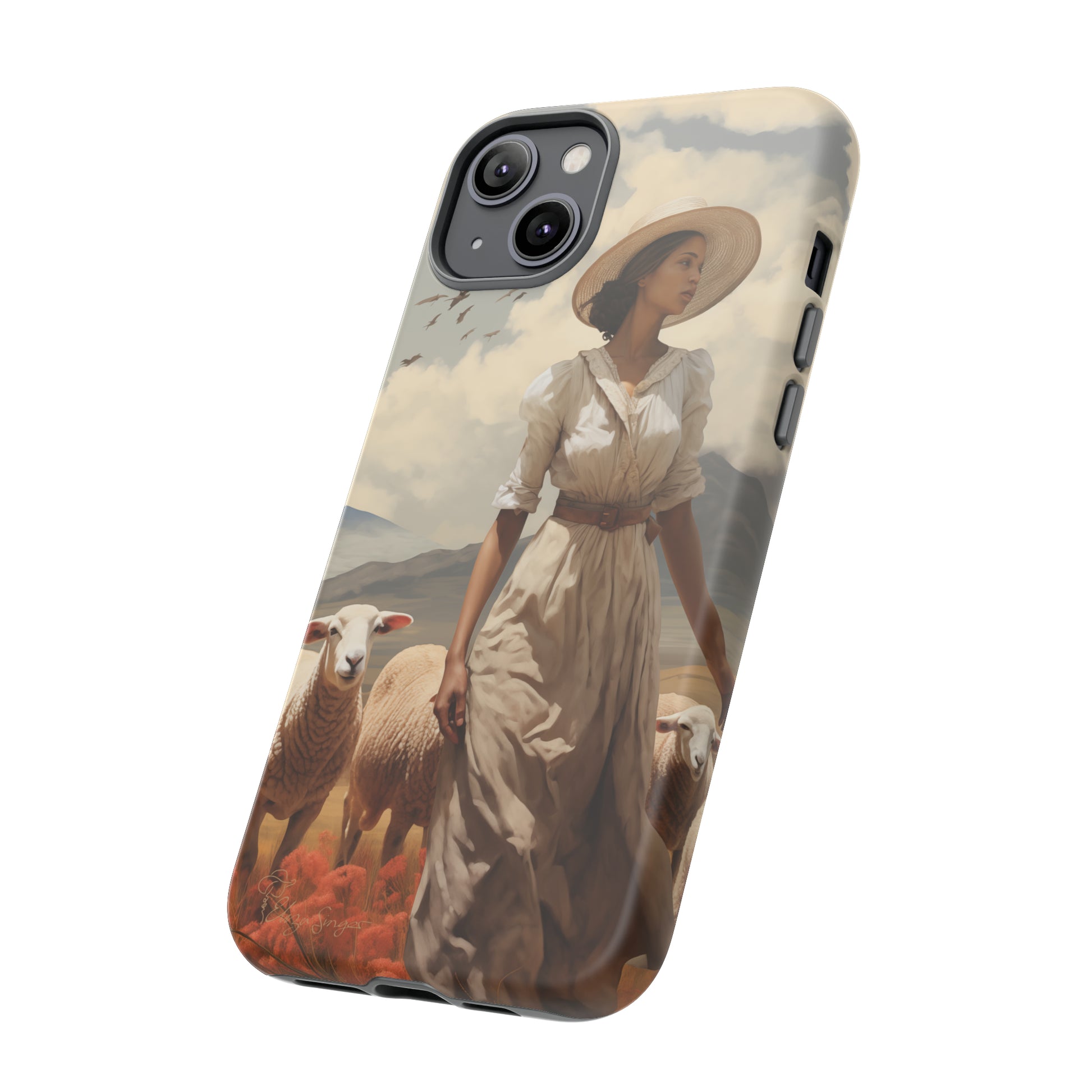 Misty Prairie Wanderer: Elevate your Tough Western Cell Phone Case with a captivating twist. This edition offers a misty take on the vintage painted design, providing a unique and enchanting touch. Experience the allure of the unknown. #ElizaSinger #PhoneCase #VintageDesign