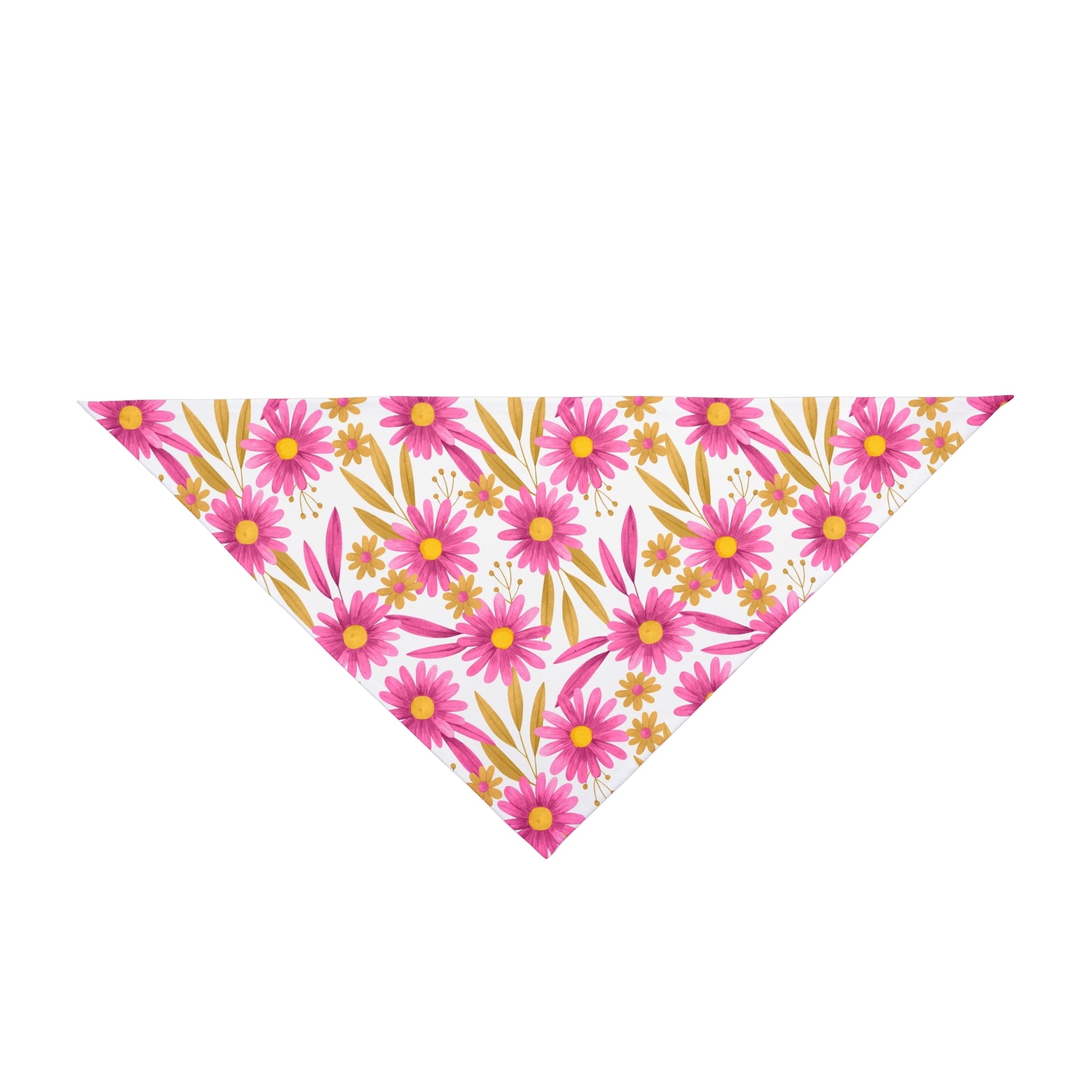 Add a pop of color to your dog's style with our Pink Daisy Delight Dog Bandana/Wild Rag. The white background with fun bright pink daisies creates a cheerful and vibrant look. Crafted from soft-spun polyester, this wild rag ensures comfort and style. Make your pup stand out with this exclusive design, available only at Eliza Singer. 