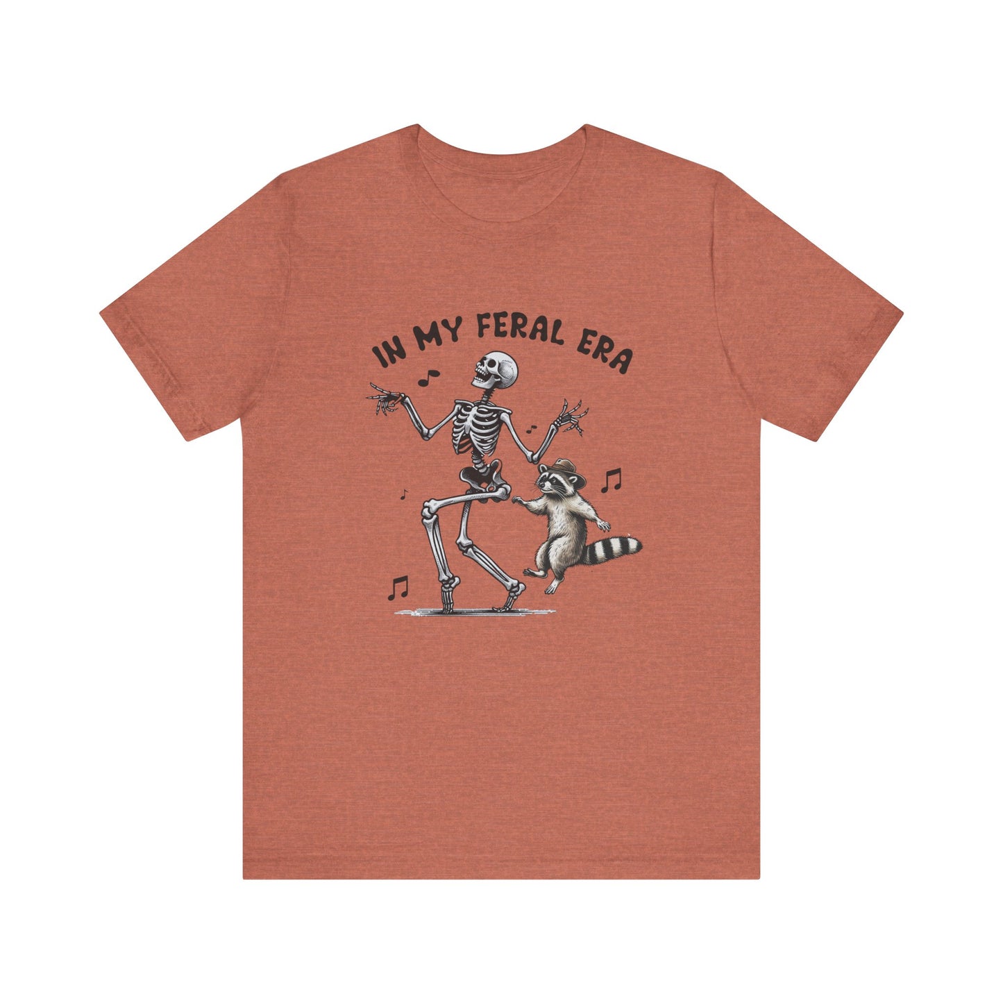 Feral Era: Halloween Bella Canvas T-shirt with Skeleton and Raccoon