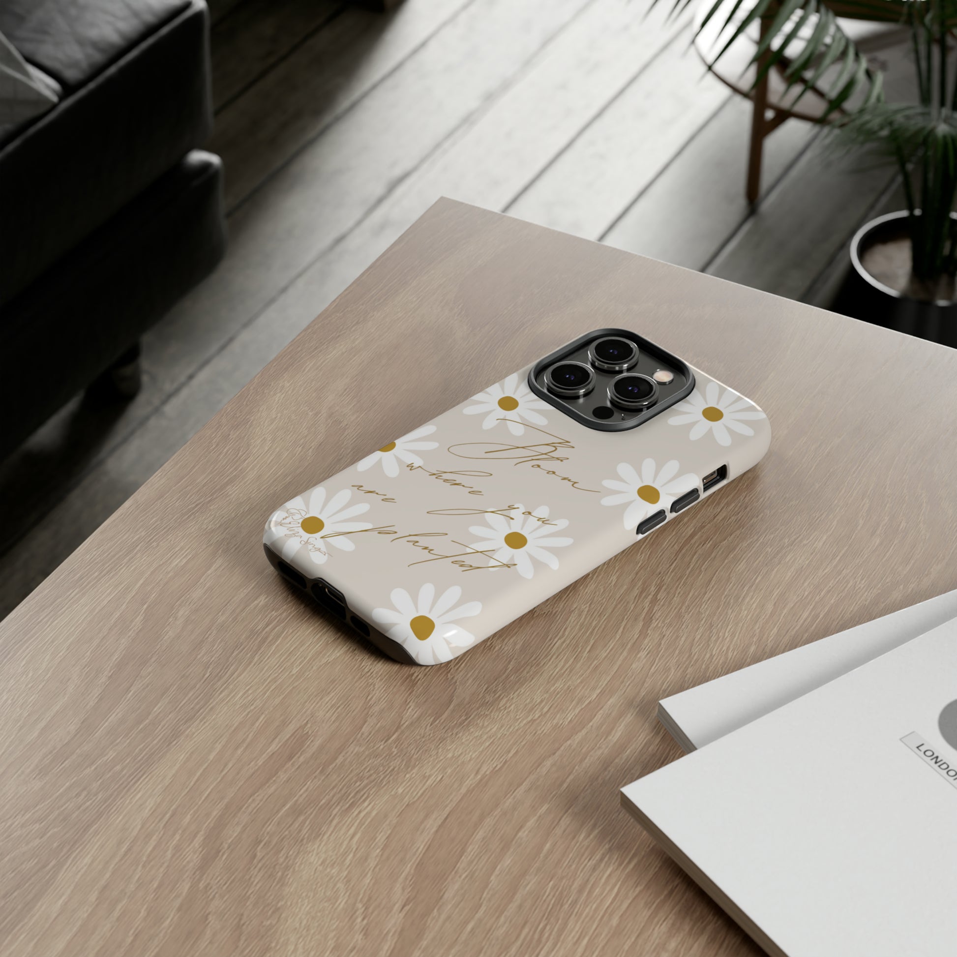 Sunny Boho Blooms: Boho Flower Daisy iPhone Tough Protective Case. A lively fusion of Flowers, Boho, and floral daisies design. Compatible with iPhone 15, 14, 13, XS, XR Pro/Max/Mini/P/Plus. Elevate Your Device with Bohemian Charm and Durability. #ElizaSinger #PhoneCase #FloralDesign
