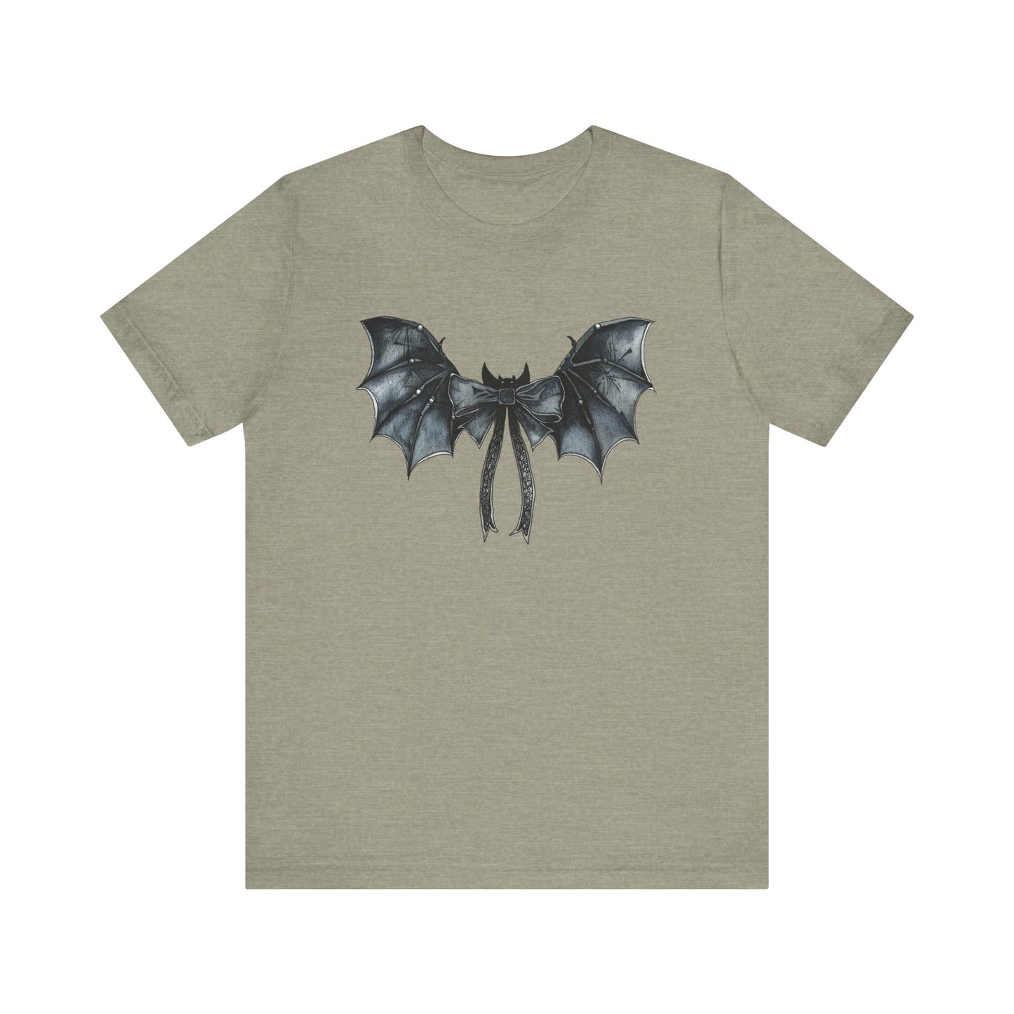 Subtle Spooks: Halloween Bella Canvas T-shirt with Minimalistic Bat Wing Design