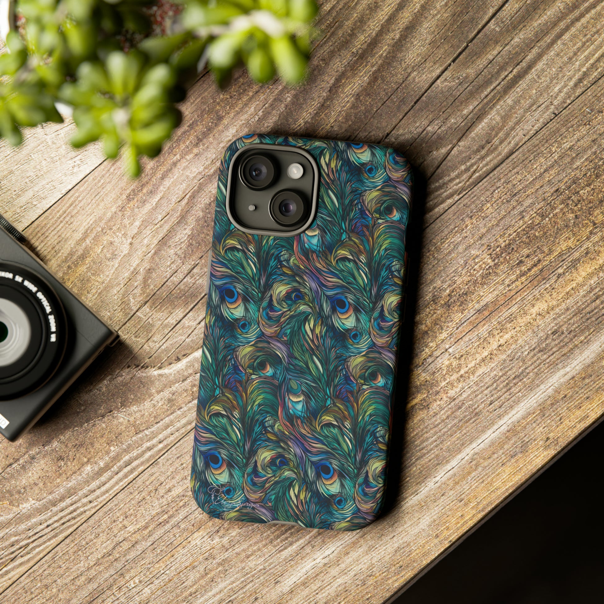 Feathered Elegance: Boho Feather Peacock Vibrant Art iPhone Tough Protective Cover. Adorned with Turquoise Feathers, compatible with iPhone 15, 14, 13, XS, XR Pro/Max/Mini/P/Plus. Embrace Bohemian Vibes with Style and Durability. #ElizaSinger #PhoneCase #BohoFeathers