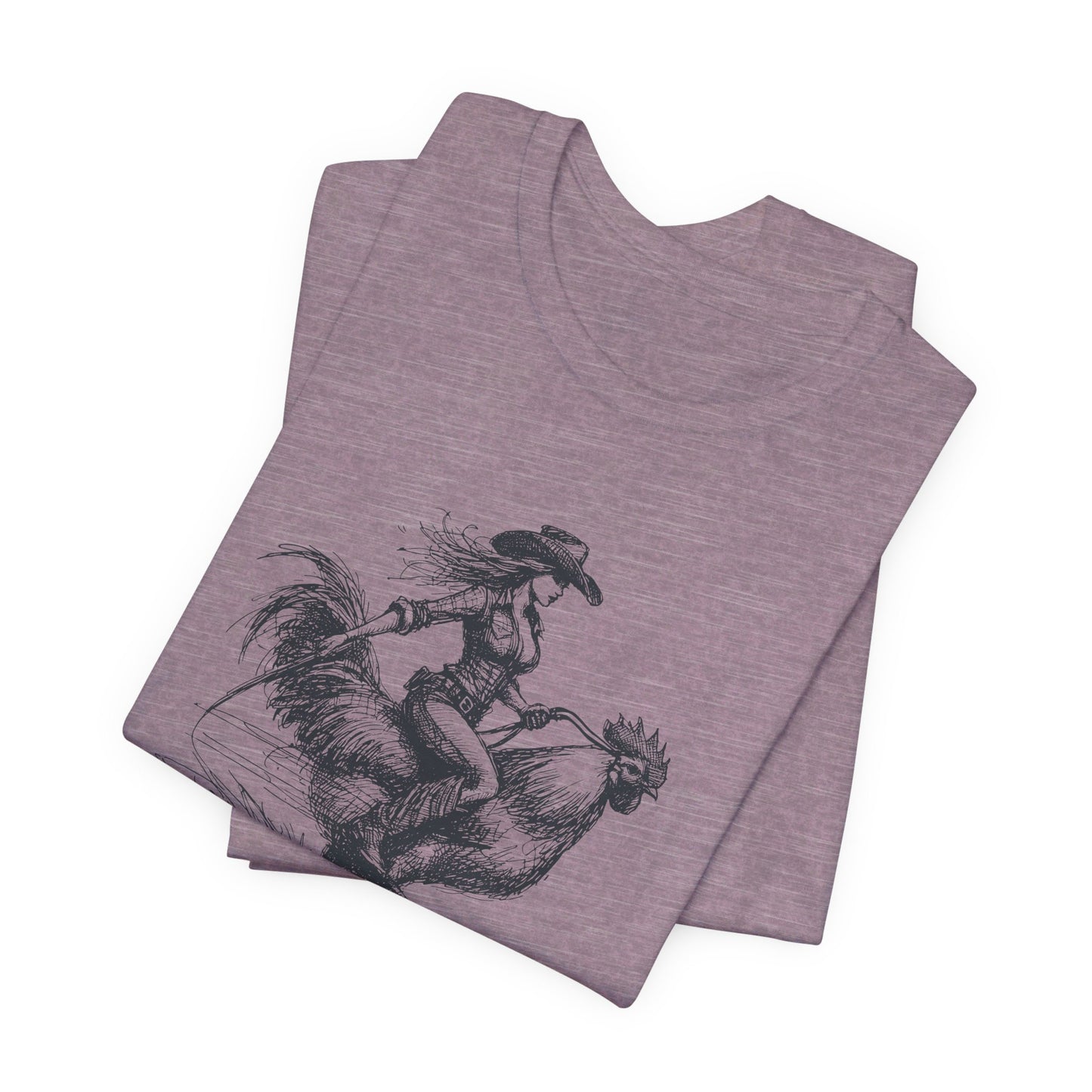 Scribble Style: Bella Canvas T-shirt with Cowgirl on Rooster