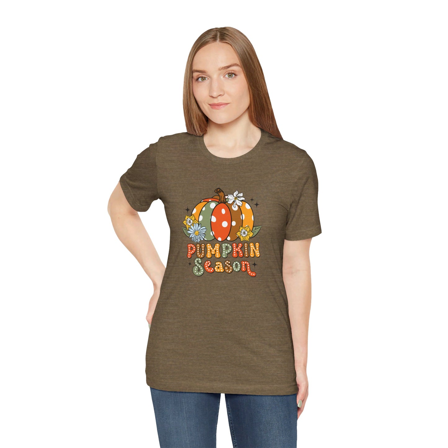 Pumpkin Season: Bella Canvas T-shirt with Multicolored Pumpkins