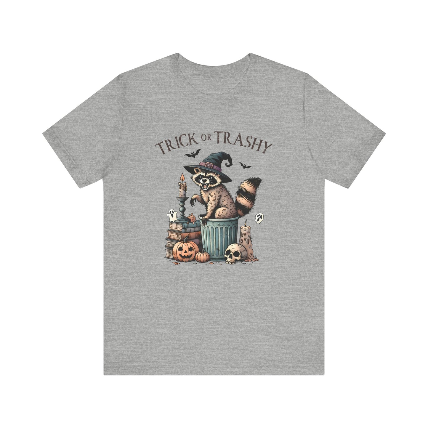 Trick or Trashy: Halloween Bella Canvas T-shirt with Raccoon