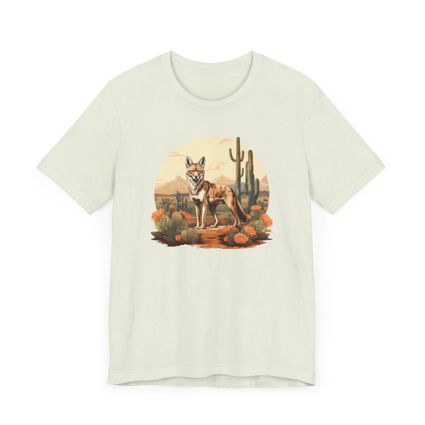 Desert Nomad: Bella Canvas T-shirt with Jackal and Cactus