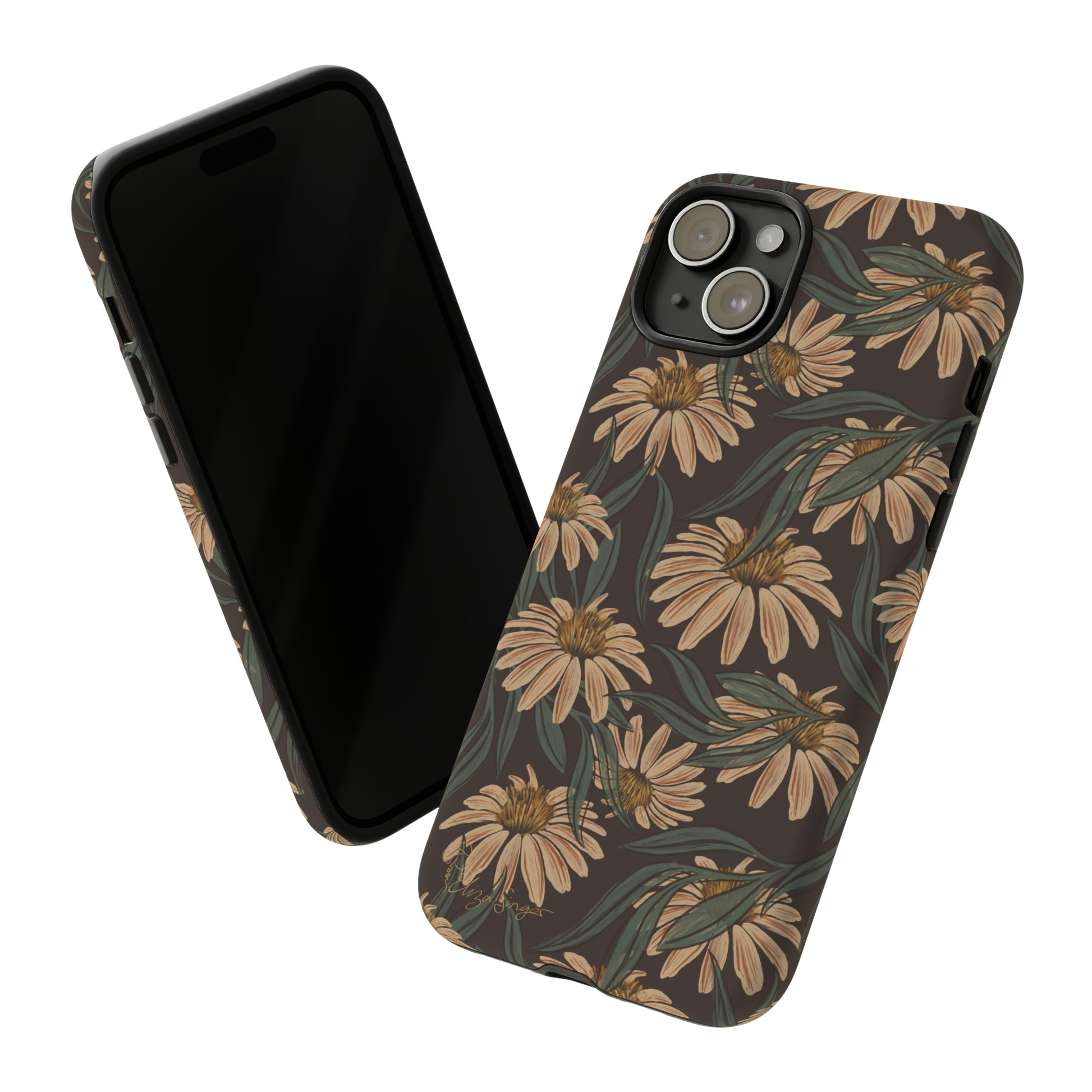 Meadows in Bloom: Boho Meadows Daisy iPhone Tough Protective Cover. A picturesque fusion of Flowers, Boho, and floral daisies in a Western design. Compatible with iPhone 15, 14, 13, XS, XR Pro/Max/Mini/P/Plus. Embrace Nature's Beauty with Style and Durability. #ElizaSinger #PhoneCase #BohoFloral