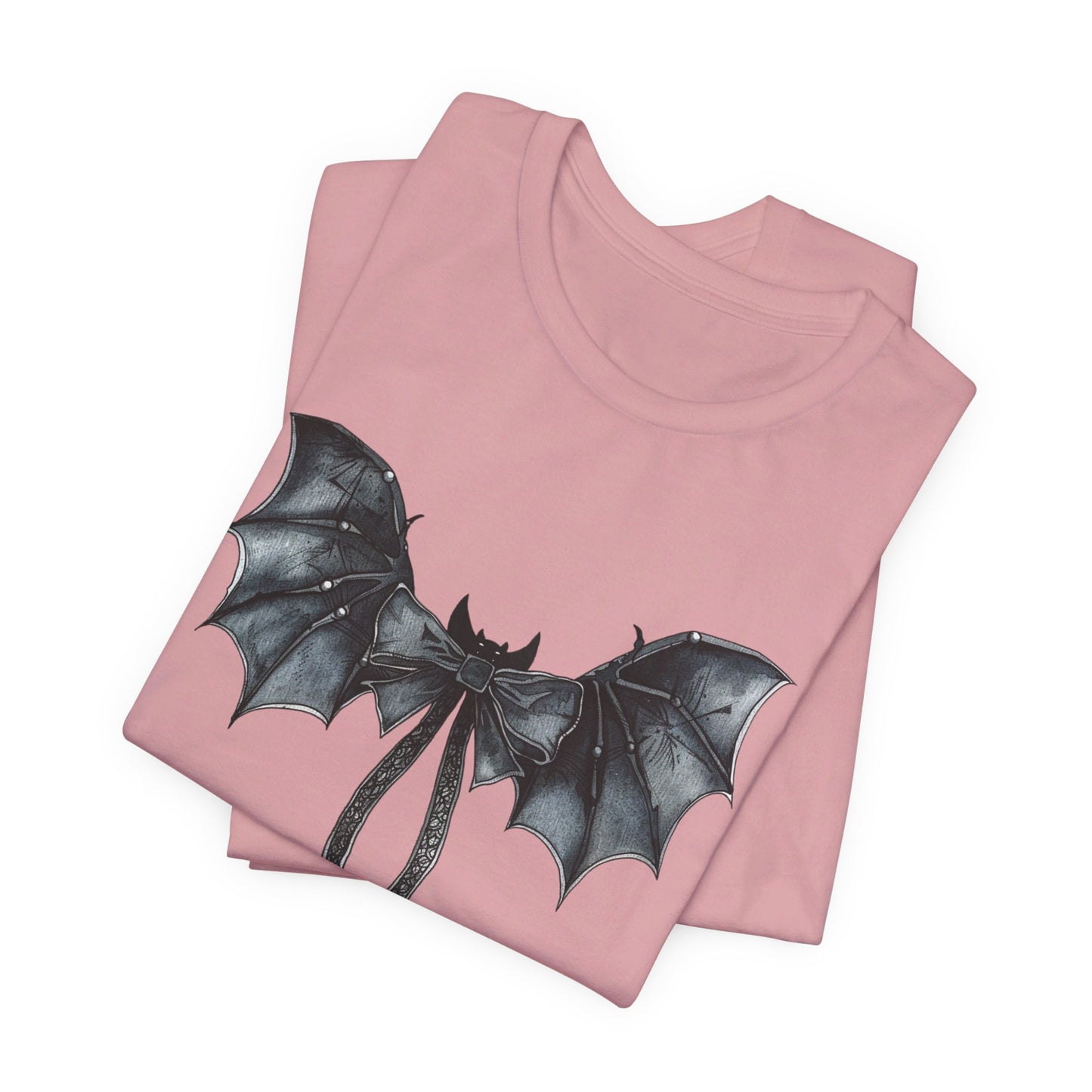 Subtle Spooks: Halloween Bella Canvas T-shirt with Minimalistic Bat Wing Design