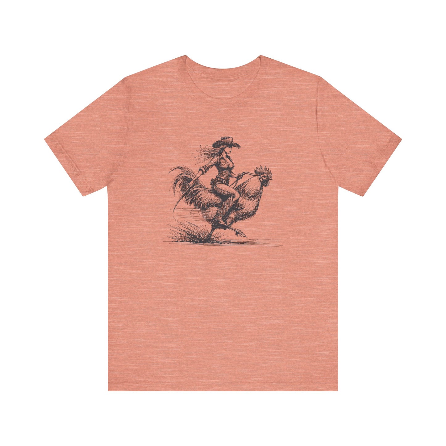 Scribble Style: Bella Canvas T-shirt with Cowgirl on Rooster