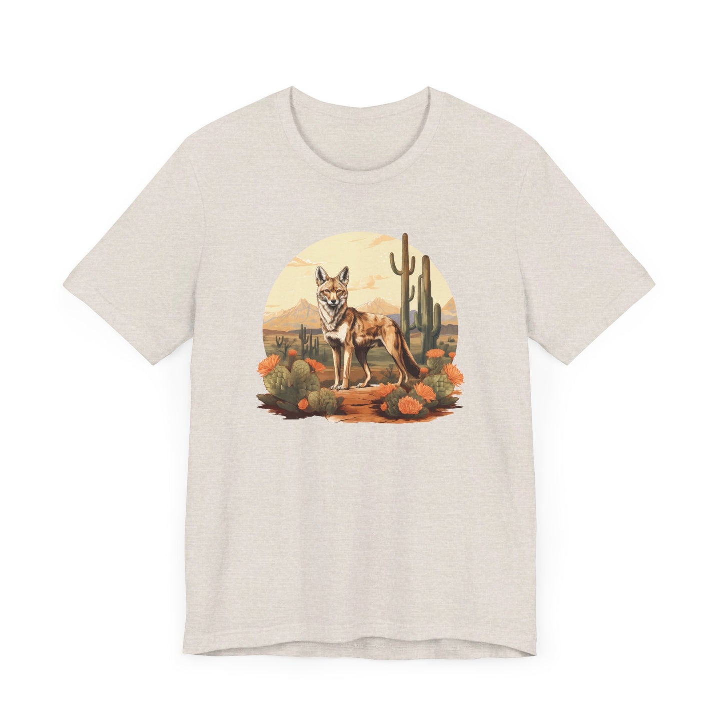 Desert Nomad: Bella Canvas T-shirt with Jackal and Cactus