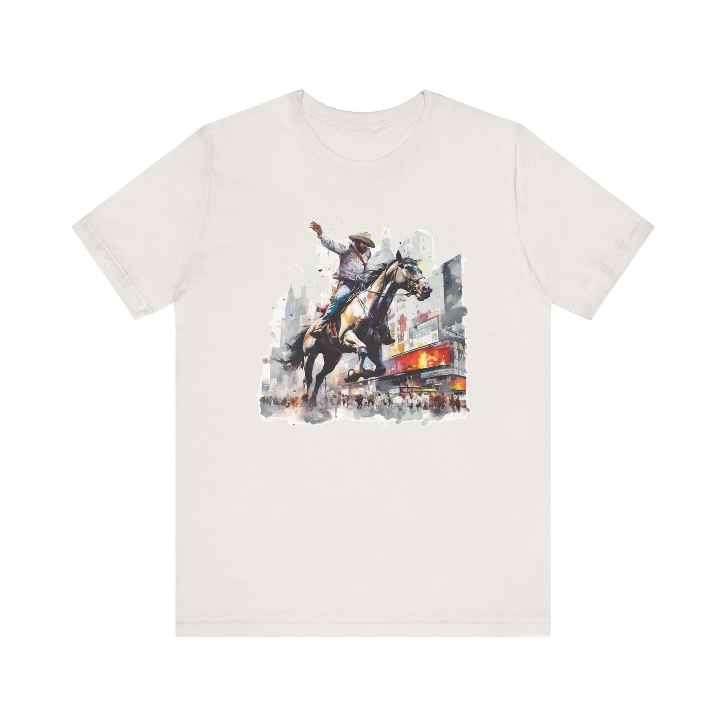 Urban Rodeo: Bella Canvas T-shirt with Cowboy in Times Square