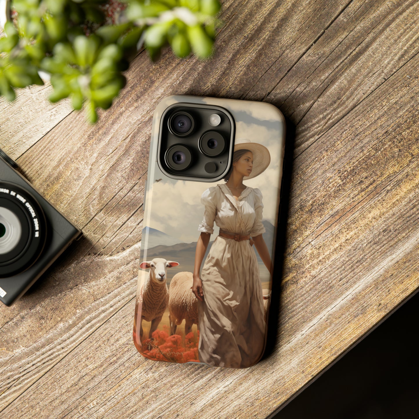 Misty Prairie Wanderer: Elevate your Tough Western Cell Phone Case with a captivating twist. This edition offers a misty take on the vintage painted design, providing a unique and enchanting touch. Experience the allure of the unknown. #ElizaSinger #PhoneCase #VintageDesign