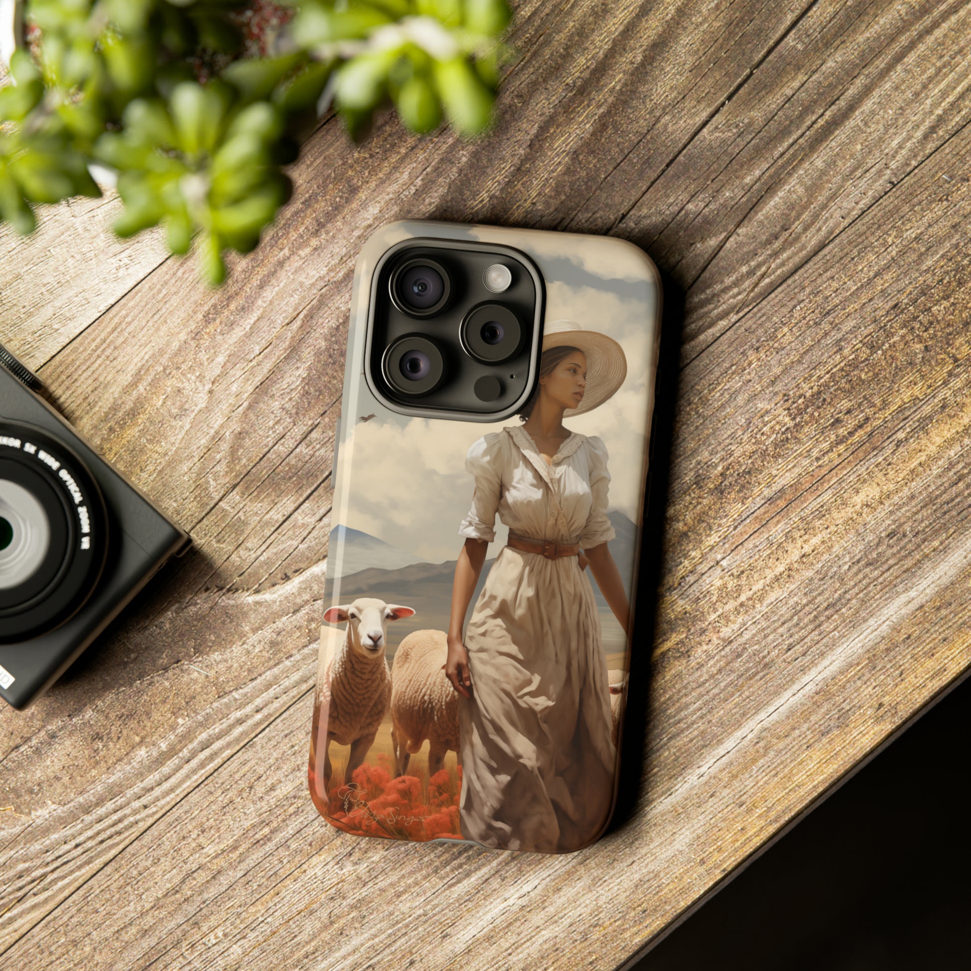 Misty Prairie Wanderer: Elevate your Tough Western Cell Phone Case with a captivating twist. This edition offers a misty take on the vintage painted design, providing a unique and enchanting touch. Experience the allure of the unknown. #ElizaSinger #PhoneCase #VintageDesign