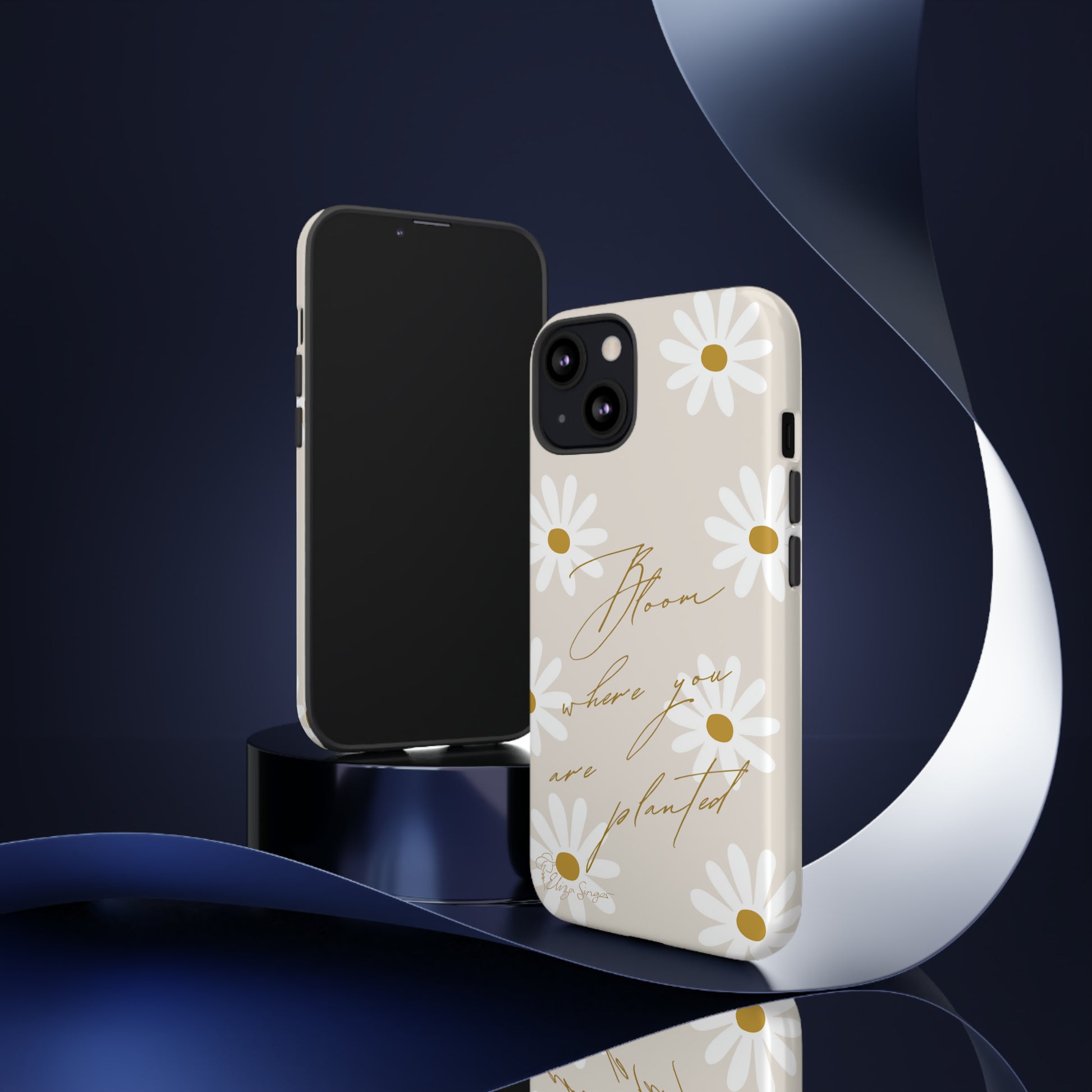 Sunny Boho Blooms: Boho Flower Daisy iPhone Tough Protective Case. A lively fusion of Flowers, Boho, and floral daisies design. Compatible with iPhone 15, 14, 13, XS, XR Pro/Max/Mini/P/Plus. Elevate Your Device with Bohemian Charm and Durability. #ElizaSinger #PhoneCase #FloralDesign