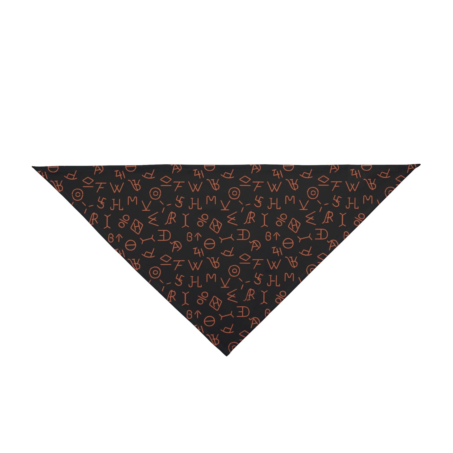 Step into the realm of Western elegance with our Brandished Elegance Dog Bandana/Wild Rag. The black background adorned with orange cattle brands creates a statement of strength and style. Also available in human wild rags, exclusively crafted at Eliza Singer for a matching ensemble.