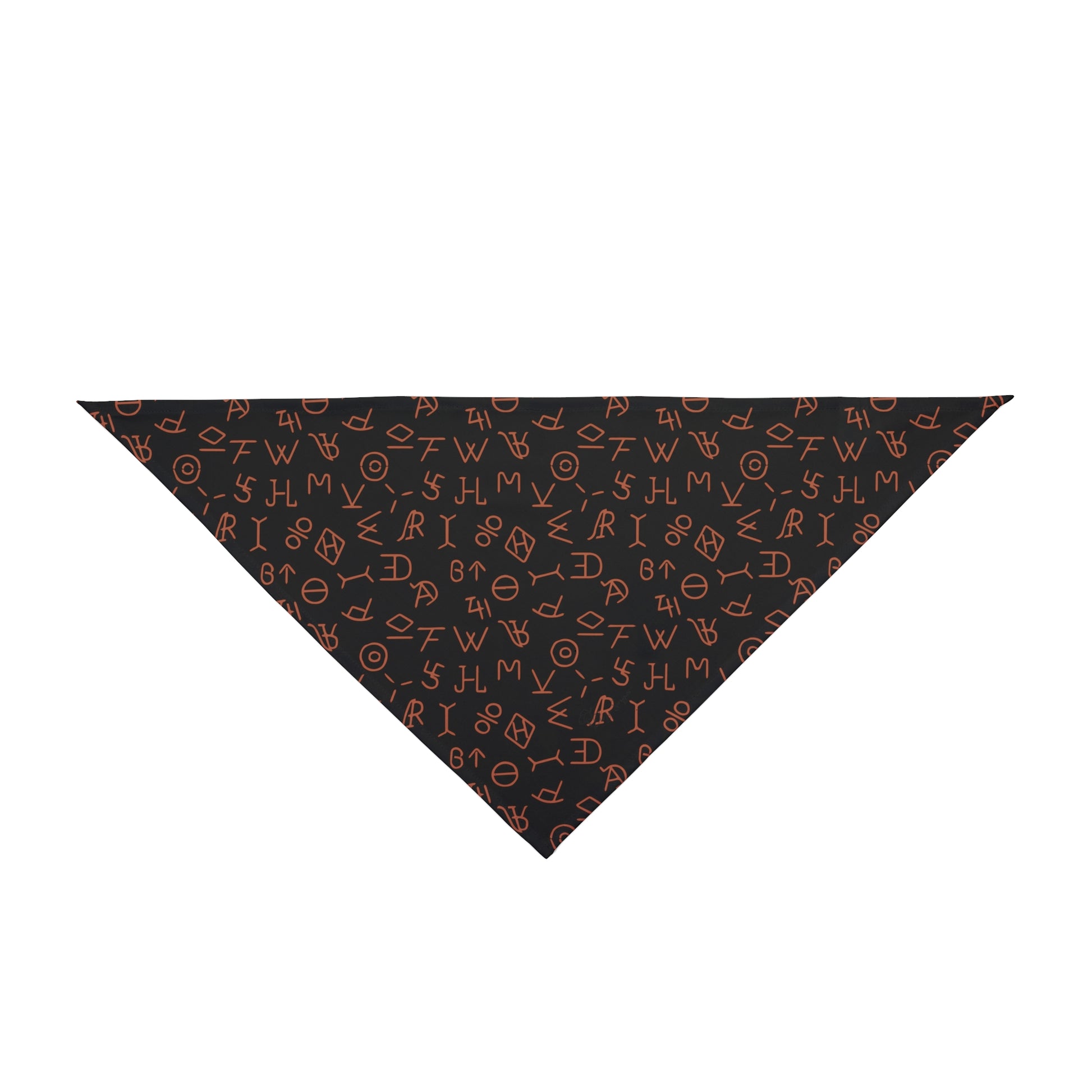 Step into the realm of Western elegance with our Brandished Elegance Dog Bandana/Wild Rag. The black background adorned with orange cattle brands creates a statement of strength and style. Also available in human wild rags, exclusively crafted at Eliza Singer for a matching ensemble.