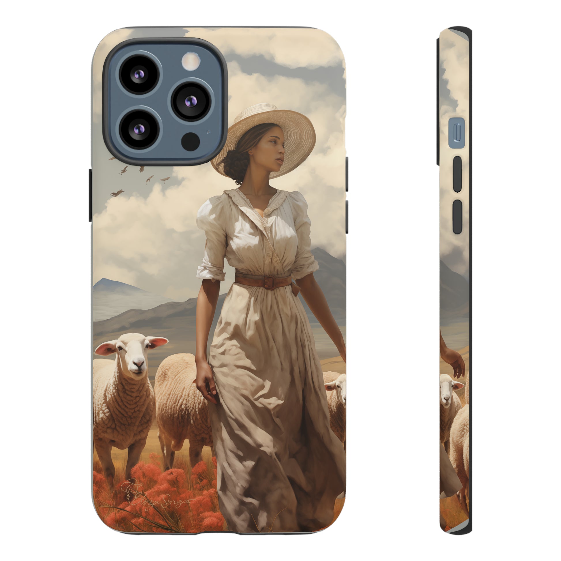 Misty Prairie Wanderer: Elevate your Tough Western Cell Phone Case with a captivating twist. This edition offers a misty take on the vintage painted design, providing a unique and enchanting touch. Experience the allure of the unknown. #ElizaSinger #PhoneCase #VintageDesign