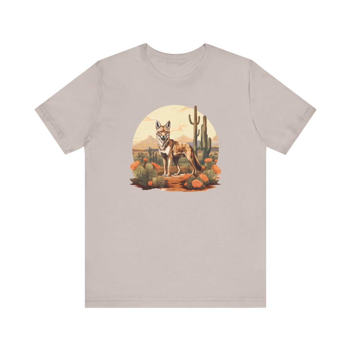 Desert Nomad: Bella Canvas T-shirt with Jackal and Cactus