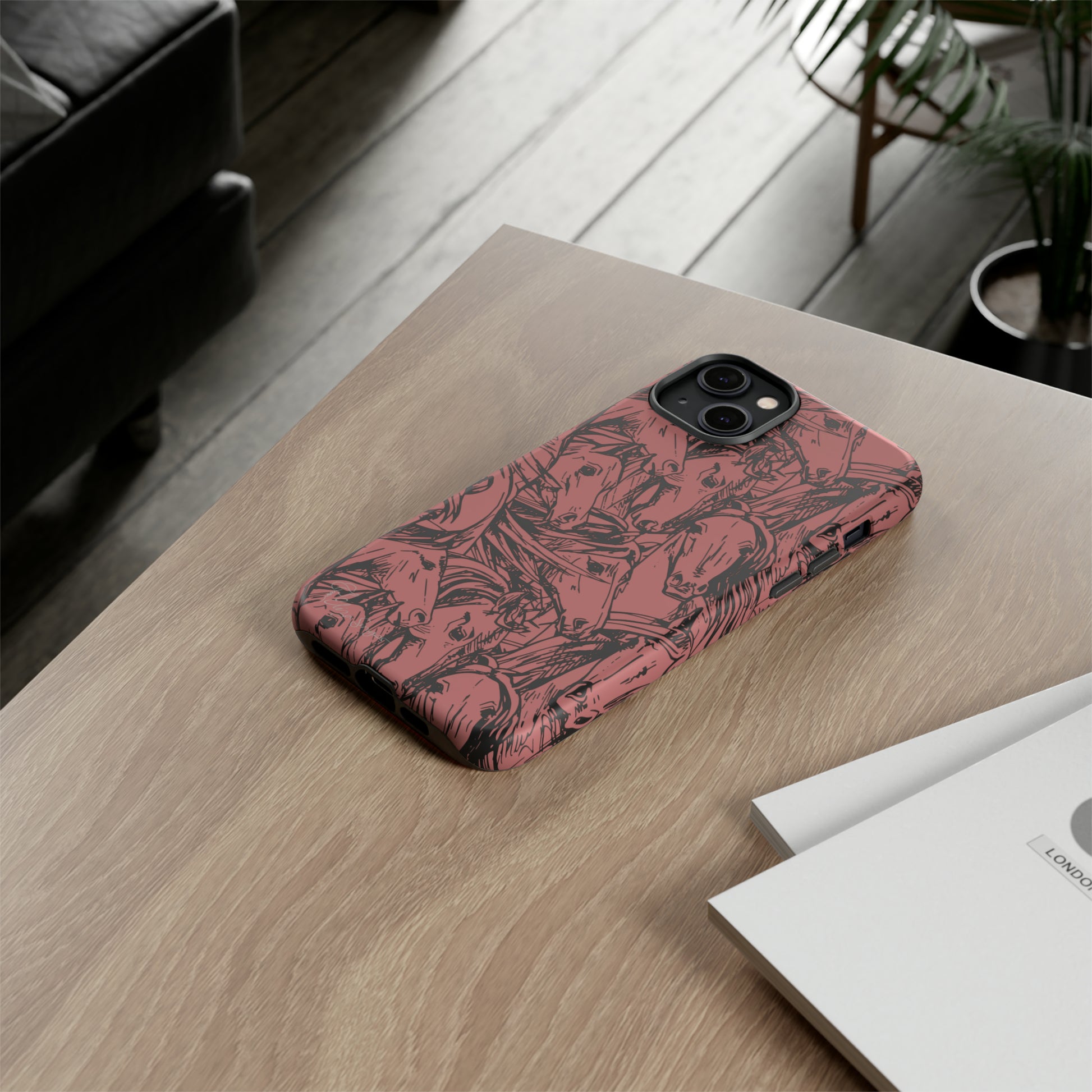 Gallop in Style: Horse Art Western Design iPhone Tough Protective Cover. Featuring a Scribble Horse Drawing, compatible with iPhone 15, 14, 13, 12, 11, XS, XR Pro/Max/Mini/P/Plus. Unleash the Rider in You with Style and Durability. #ElizaSinger #PhoneCase #WesternArt