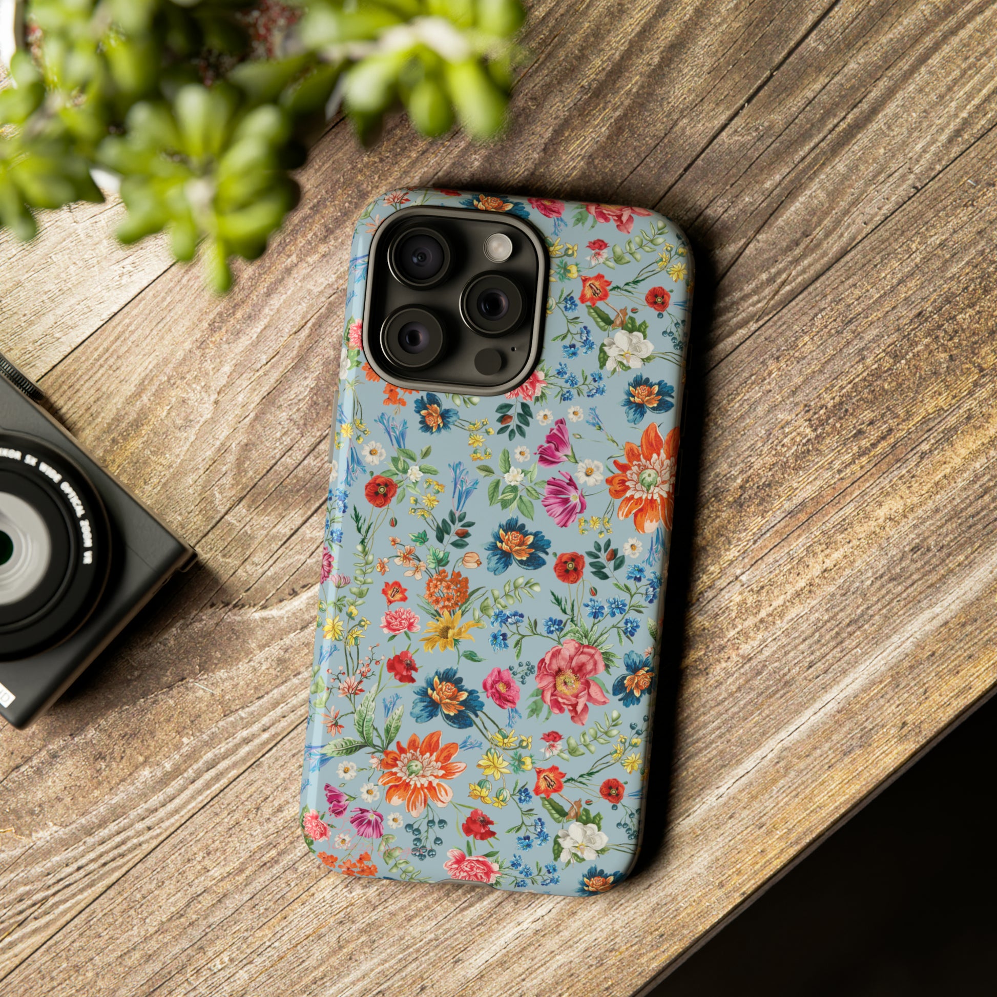 Blossom in Color: Wildflower Floral Colorful Design iPhone Tough Protective Cover. Vibrant flowers in Turquoise and Pink, compatible with iPhone 15, 14, 13, XS, XR Pro/Max/Mini/P/Plus. Embrace Nature's Palette with Style and Durability. #ElizaSinger #PhoneCase #FloralDesign