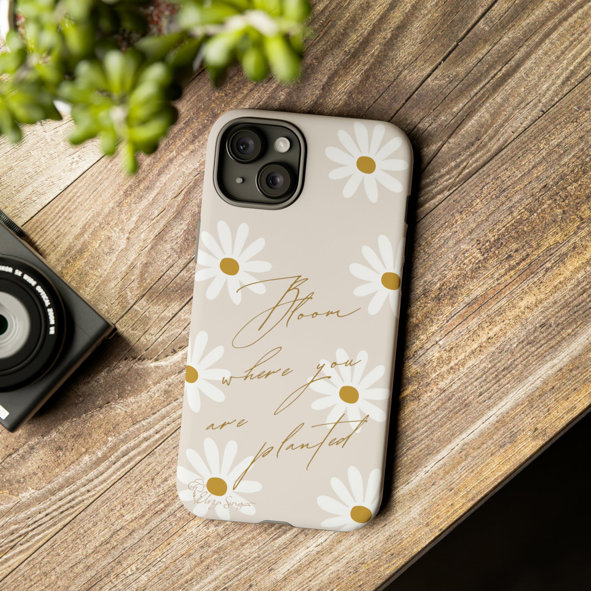 Sunny Boho Blooms: Boho Flower Daisy iPhone Tough Protective Case. A lively fusion of Flowers, Boho, and floral daisies design. Compatible with iPhone 15, 14, 13, XS, XR Pro/Max/Mini/P/Plus. Elevate Your Device with Bohemian Charm and Durability. #ElizaSinger #PhoneCase #FloralDesign