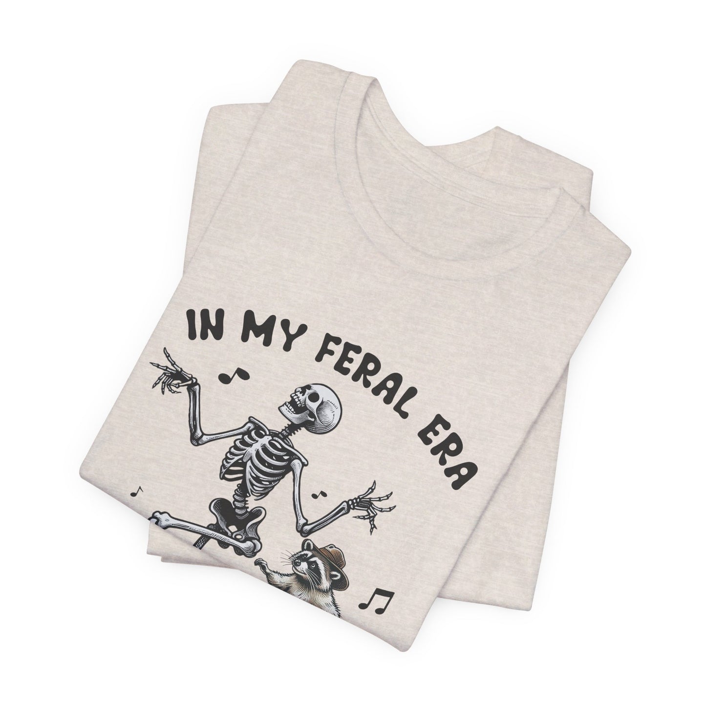 Feral Era: Halloween Bella Canvas T-shirt with Skeleton and Raccoon