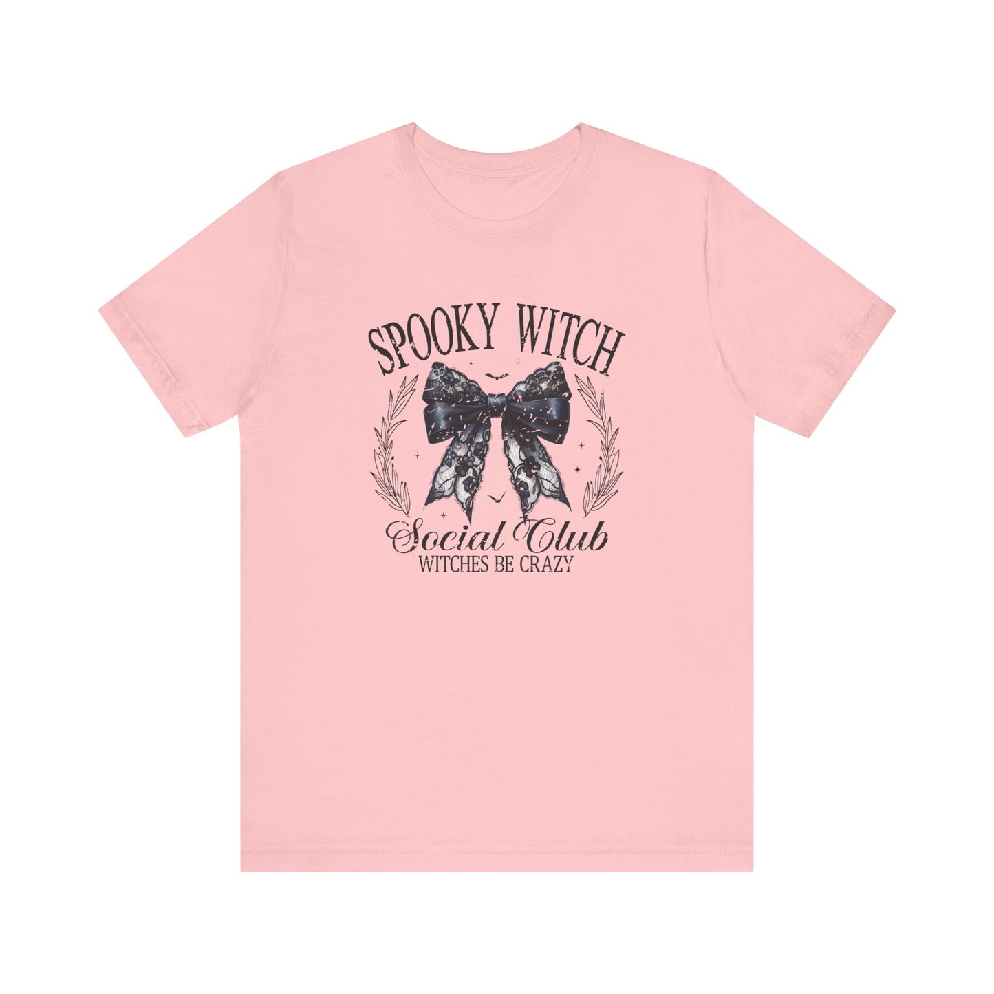 Spooky Witch: Halloween Bella Canvas T-shirt with Black Lace Bow