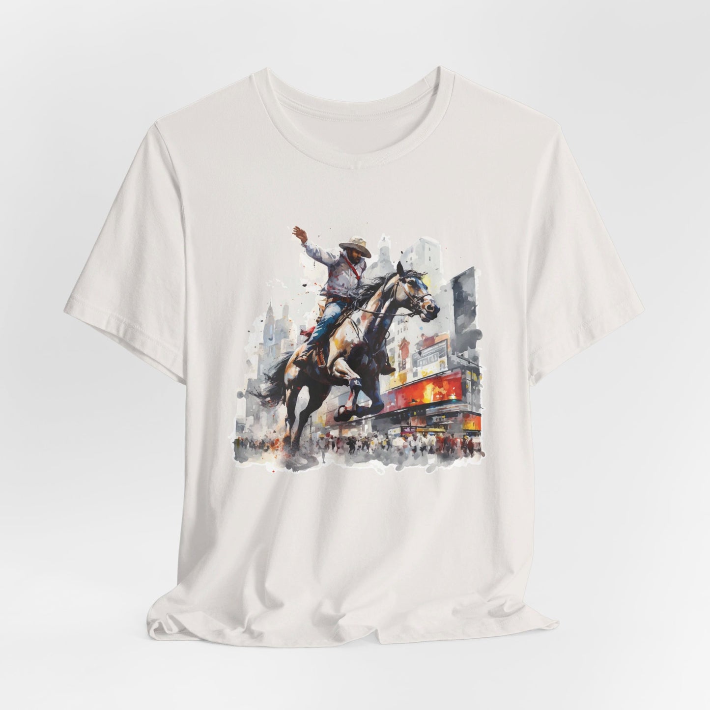 Urban Rodeo: Bella Canvas T-shirt with Cowboy in Times Square