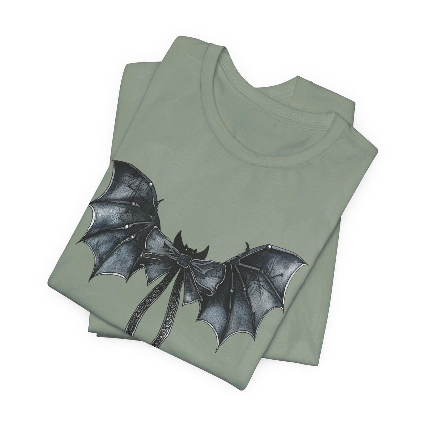 Subtle Spooks: Halloween Bella Canvas T-shirt with Minimalistic Bat Wing Design