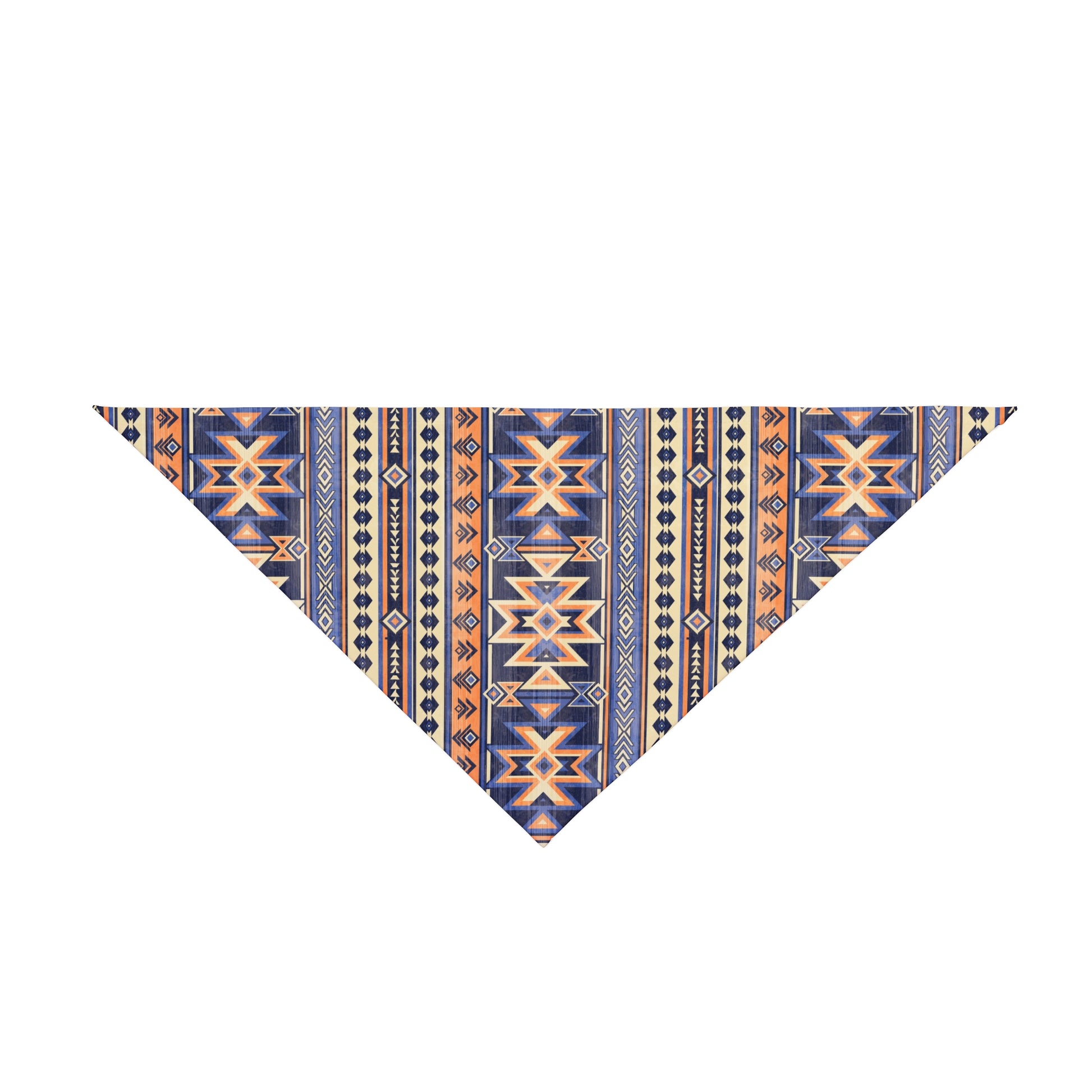 Explore the vast Western horizon with our Western Skyline Dog Bandana/Wild Rag. The navy and light orange Aztec design captures the essence of the West, bringing a touch of adventure to your dog's style. Crafted from soft-spun polyester, this wild rag ensures comfort and style. Make a statement on every outing with this exclusive design, available only at Eliza Singer.
