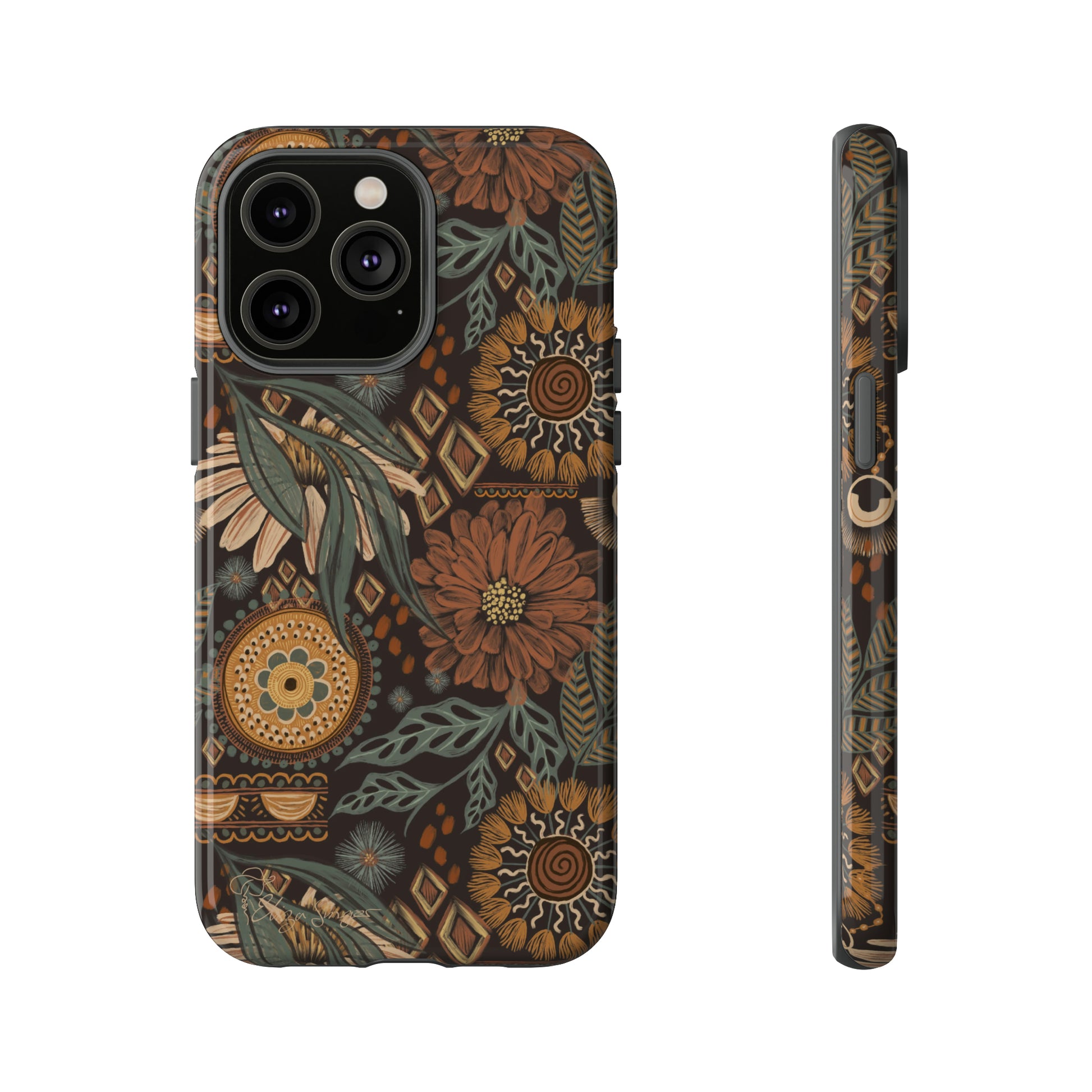 Rustic Boho Bloom: Blissfully Boho Rustic Daisy iPhone Tough Protective Cover. An artful fusion of Flowers, Boho, and floral daisies in a Western design. Compatible with iPhone 15, 14, 13, XS, XR Pro/Max/Mini/P/Plus. Embrace Bohemian Elegance with Durability and Style. #ElizaSinger #PhoneCase #BohoFloral