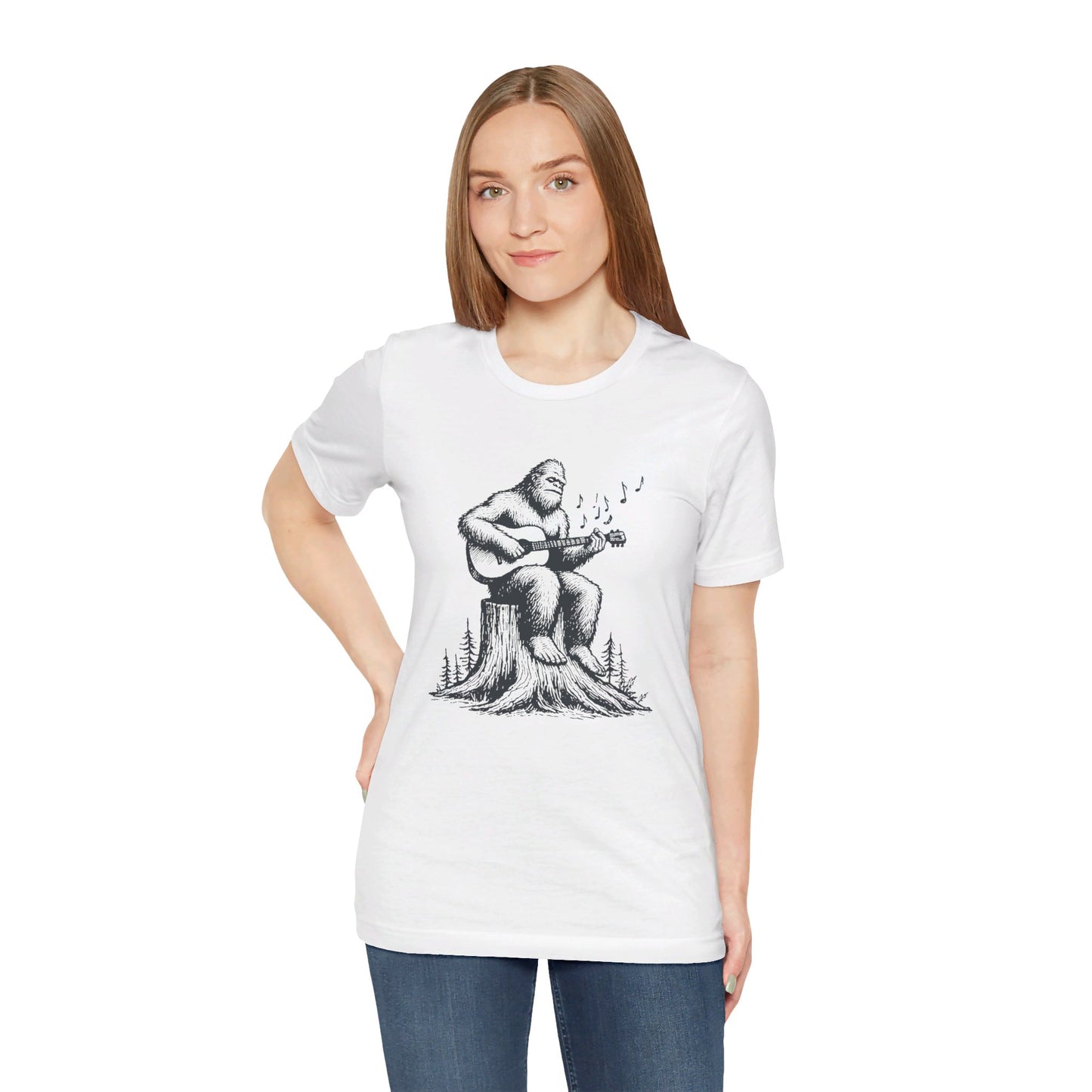 Sasquatch Serenade: Bella Canvas T-shirt with Bigfoot