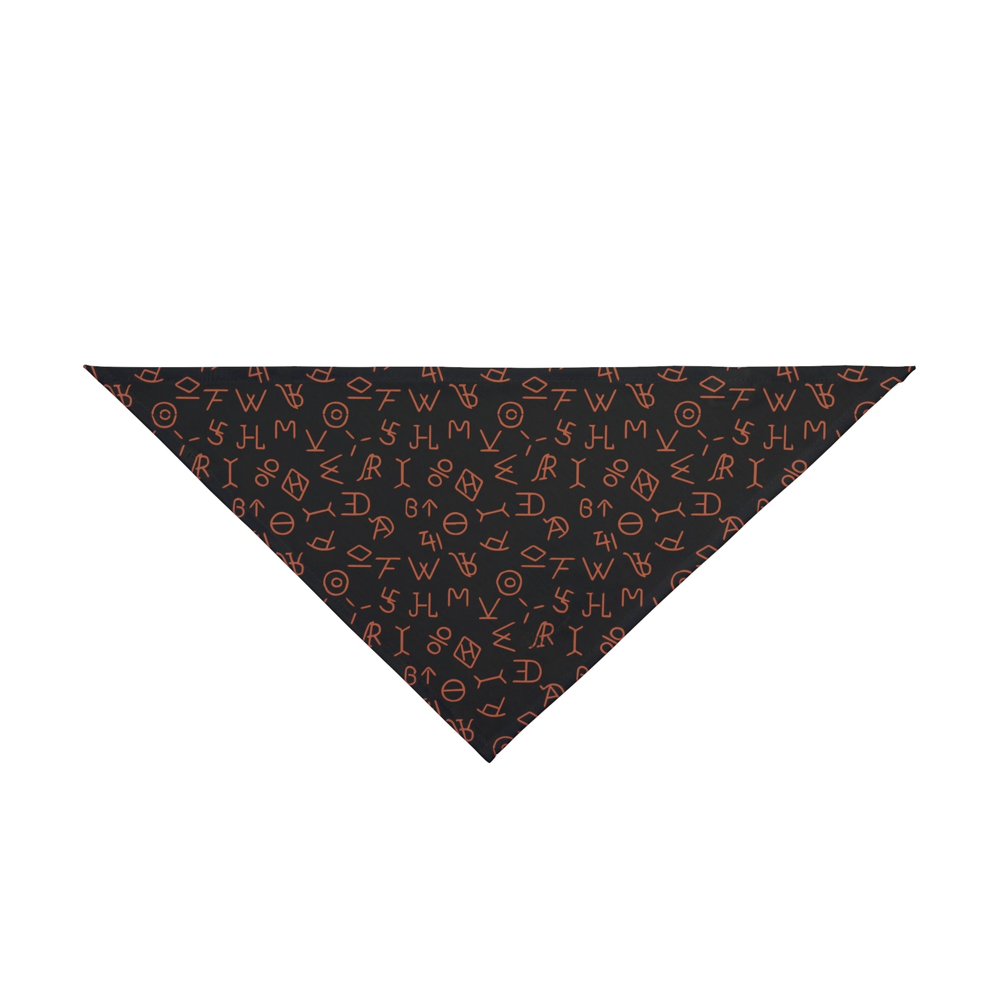 Step into the realm of Western elegance with our Brandished Elegance Dog Bandana/Wild Rag. The black background adorned with orange cattle brands creates a statement of strength and style. Also available in human wild rags, exclusively crafted at Eliza Singer for a matching ensemble.