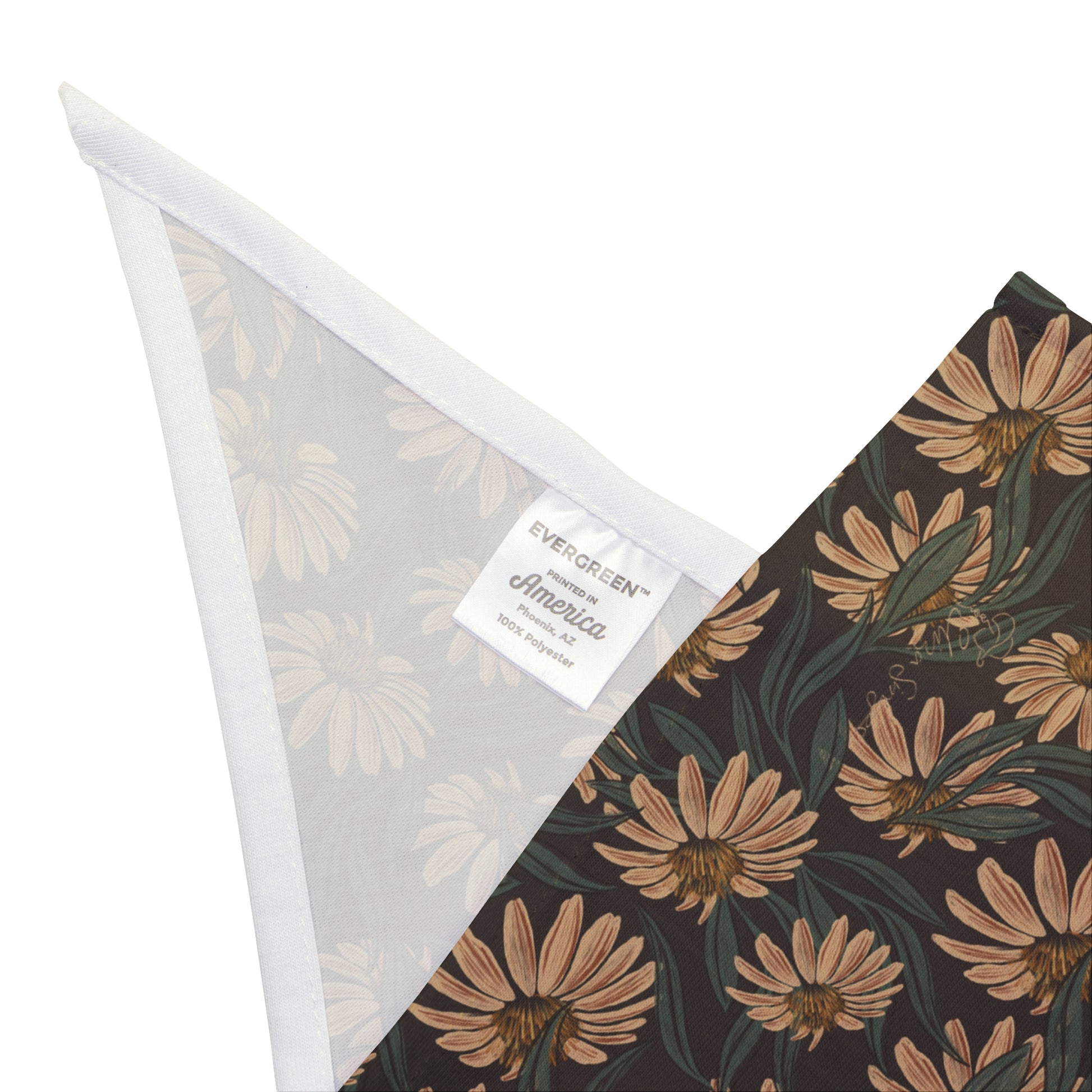 Let your dog roam in style with our Meadow Breeze Dog Bandana/Wild Rag. The Boho Meadows design features neutral tone daisies, adding a touch of natural elegance. Crafted from soft-spun polyester, this wild rag ensures comfort and style during every adventure. Also available for humans, so you and your pup can share the Bohemian vibe, exclusively at Eliza Singer. 