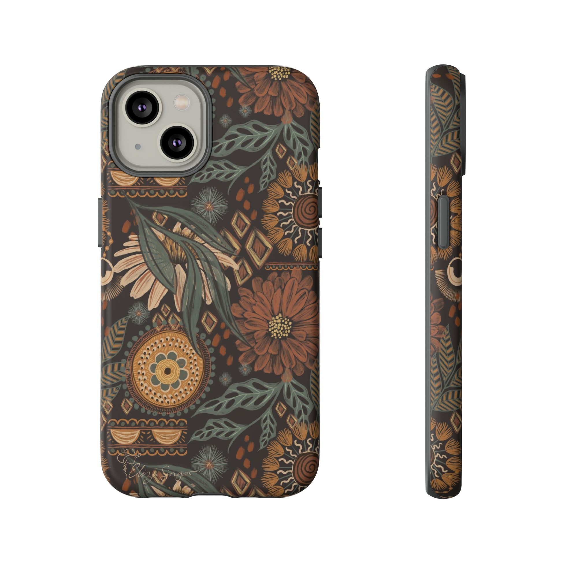Rustic Boho Bloom: Blissfully Boho Rustic Daisy iPhone Tough Protective Cover. An artful fusion of Flowers, Boho, and floral daisies in a Western design. Compatible with iPhone 15, 14, 13, XS, XR Pro/Max/Mini/P/Plus. Embrace Bohemian Elegance with Durability and Style. #ElizaSinger #PhoneCase #BohoFloral