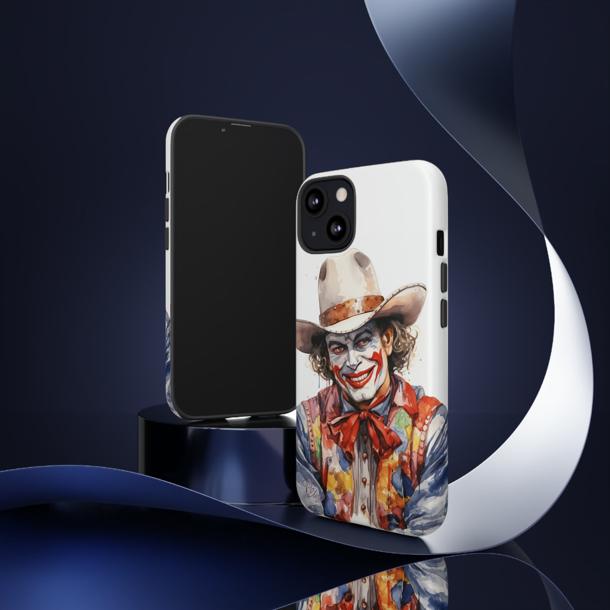 Unveiling our Tough Western Cell Phone Case: Watercolor Rodeo Clown Edition! Immerse yourself in the world of rodeo with this charming watercolor depiction of a rodeo clown on a white background. A perfect blend of style and durability.