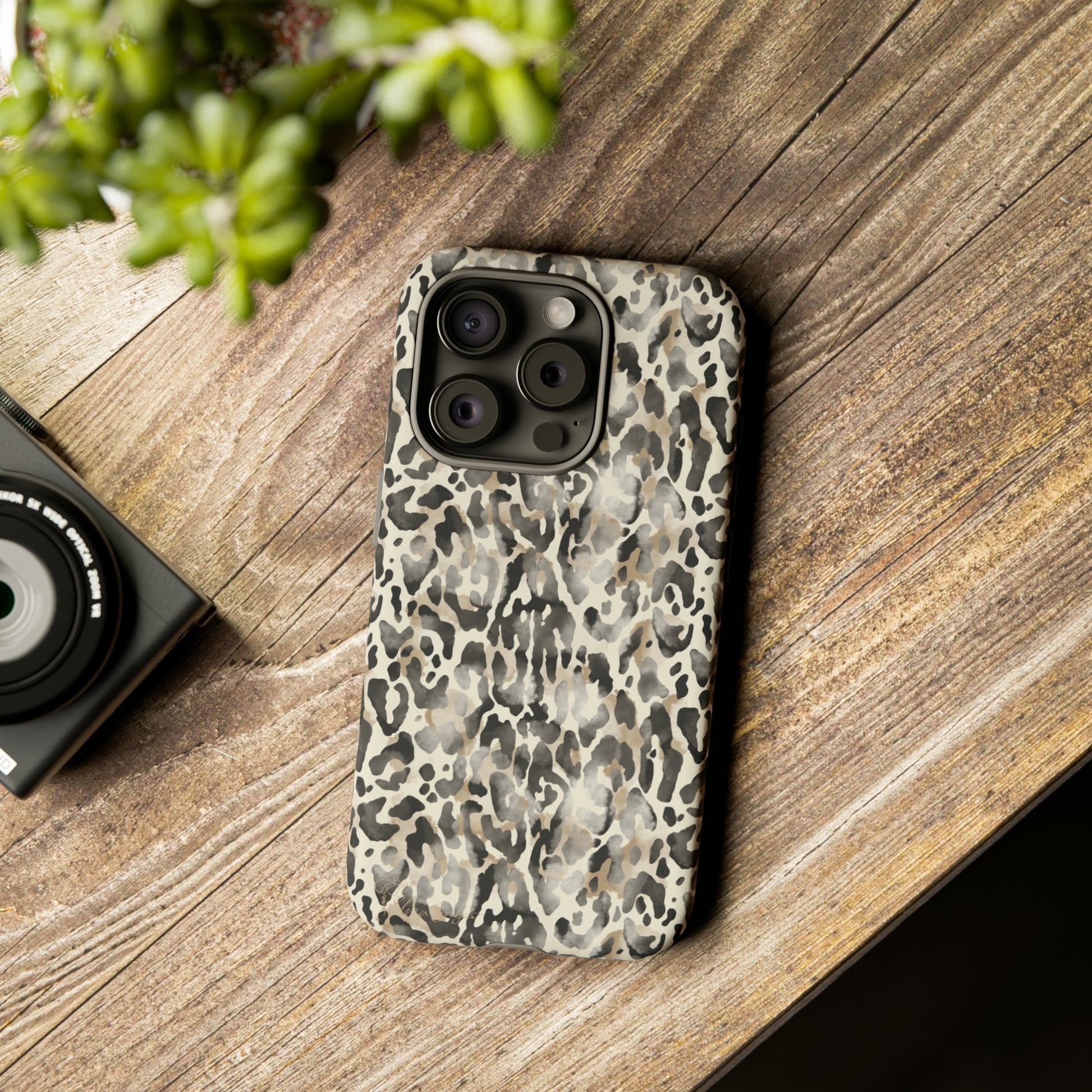 Elevate Your Tech: Abstract Neutral Animal Print iPhone Tough Protective Cover. Leopard-Painted Design in Beige and Black. Compatible with iPhone 15, 14, 13, XS, XR Pro/Max/Mini/P/Plus. Combine Style with Durability. #ElizaSinger #PhoneCase #LeopardPrint 