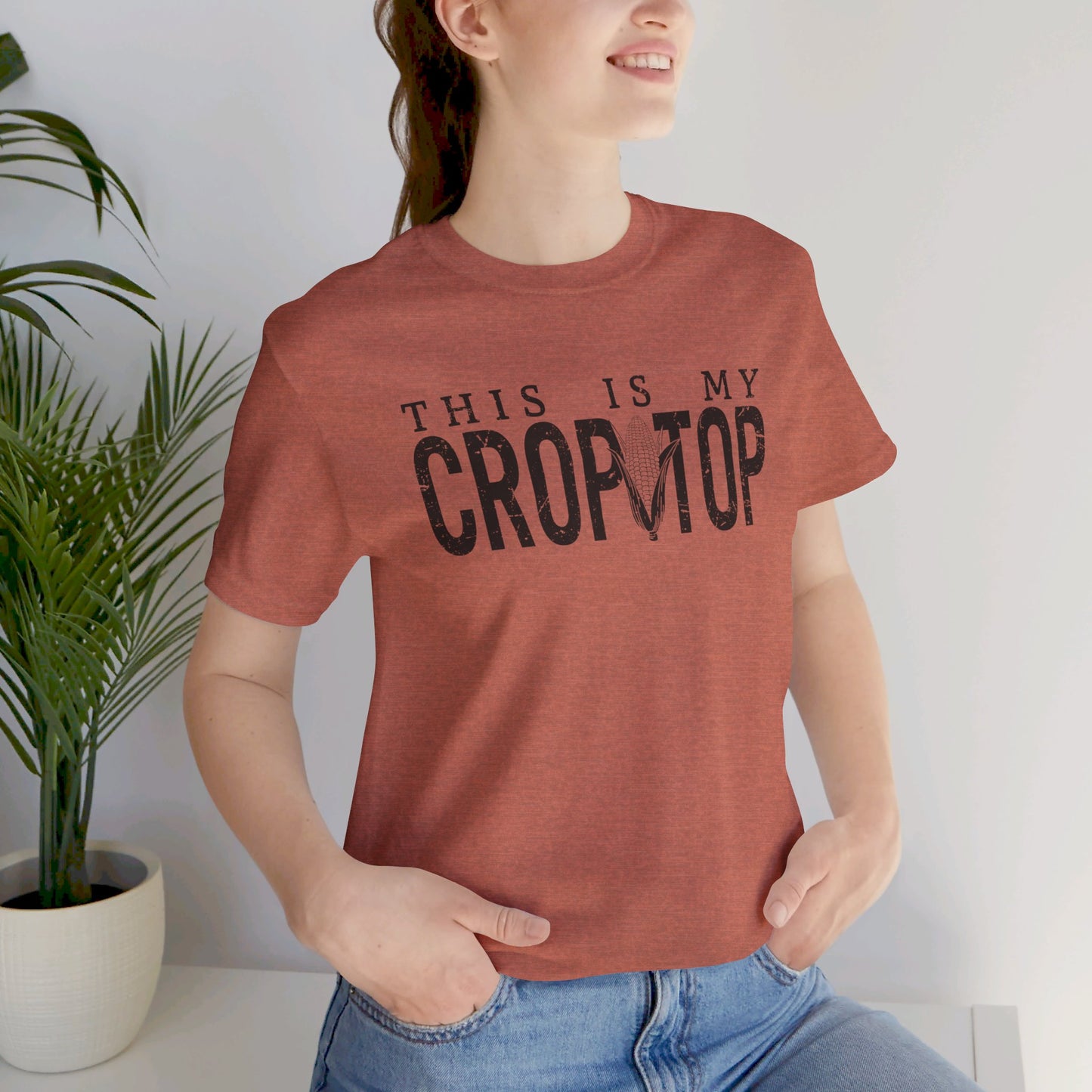 Corn Crop: Bella Canvas T-shirt with Corn Head and Slogan