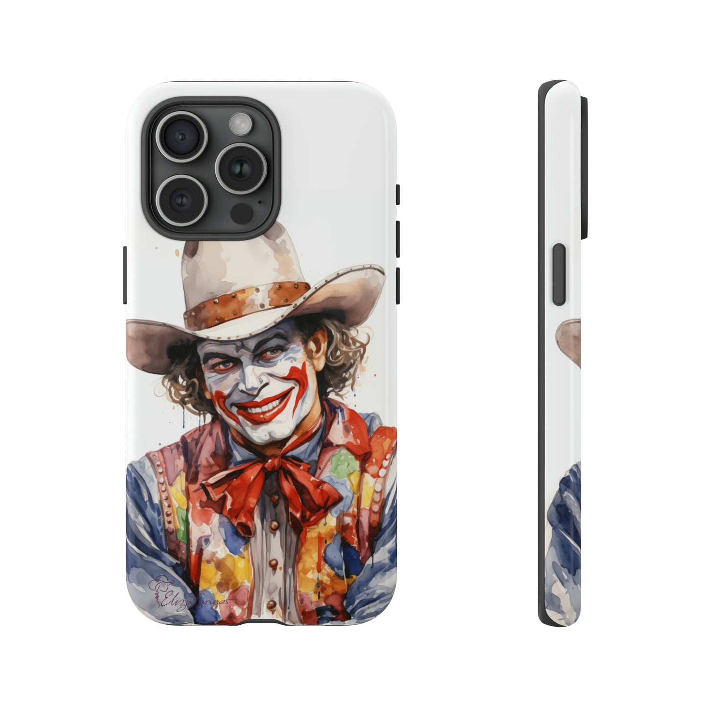 Unveiling our Tough Western Cell Phone Case: Watercolor Rodeo Clown Edition! Immerse yourself in the world of rodeo with this charming watercolor depiction of a rodeo clown on a white background. A perfect blend of style and durability.